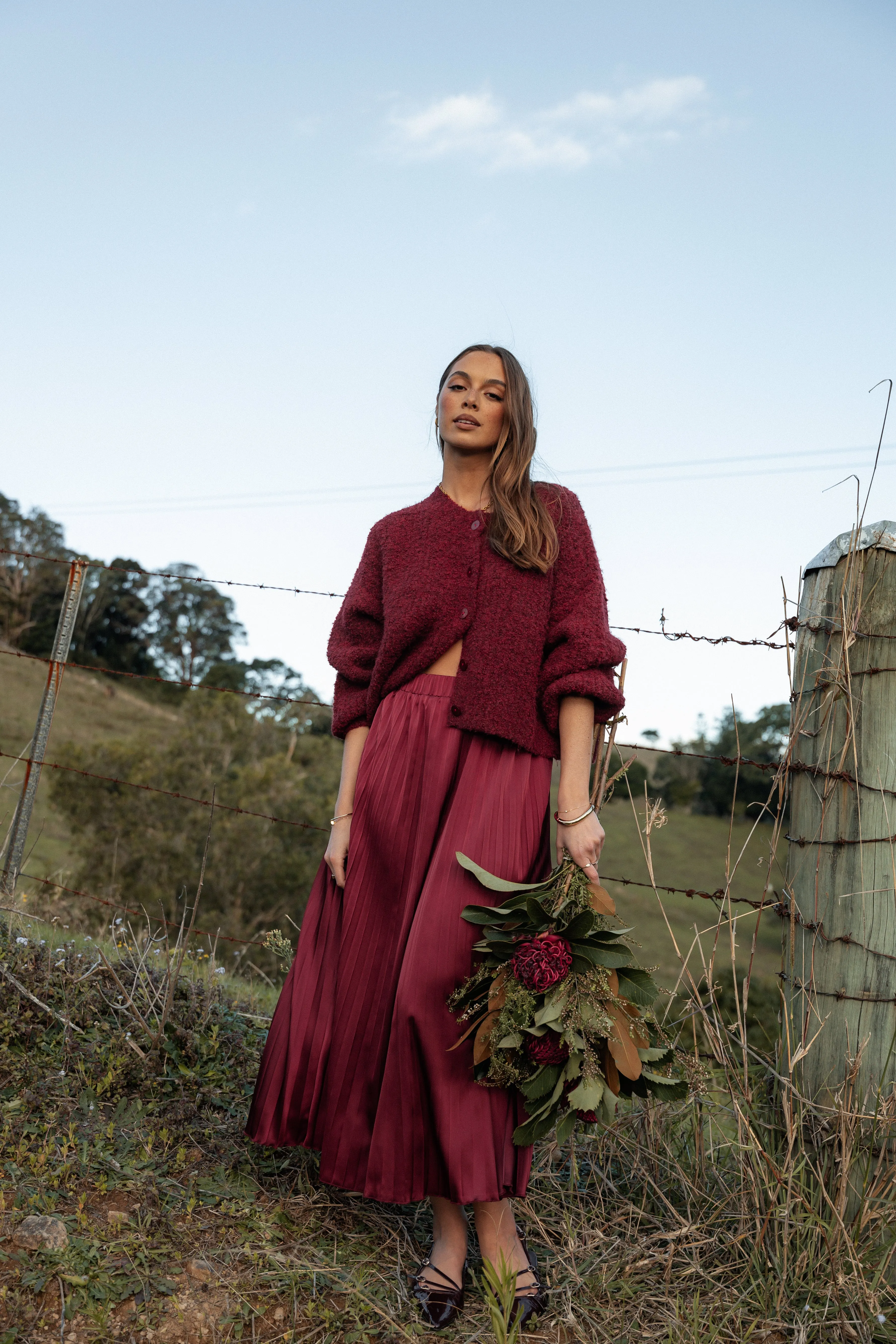 Lysandra Maxi Skirt - Burgundy sold by Petal & Pup