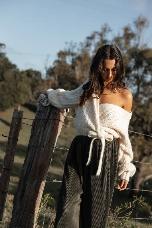 Etta Ballet Wrap Knit Sweater - Cream sold by Petal & Pup