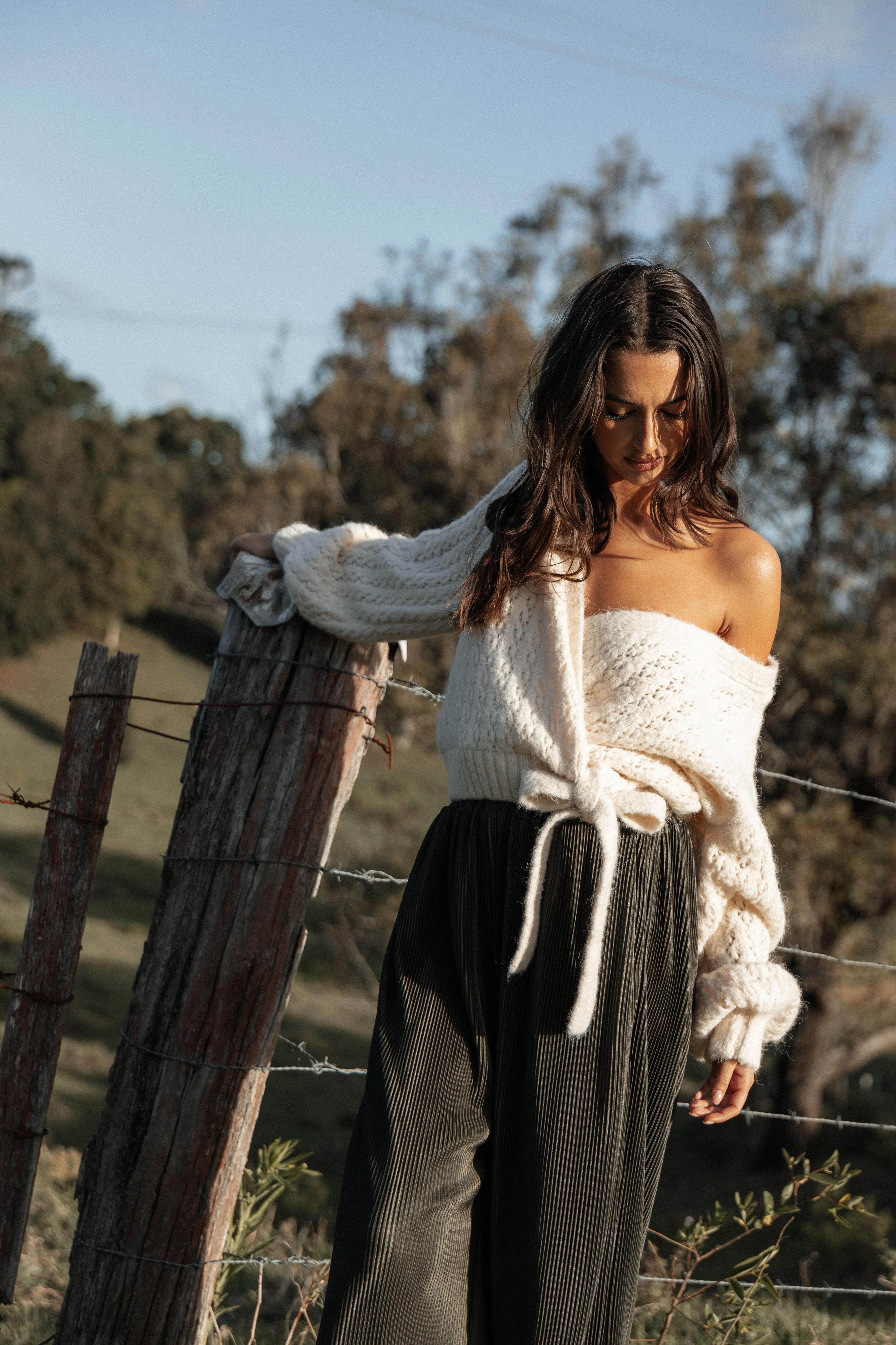 Etta Ballet Wrap Knit Sweater - Cream sold by Petal & Pup