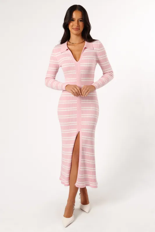 Eliana Long Sleeve Midi Dress - Pink sold by Petal & Pup