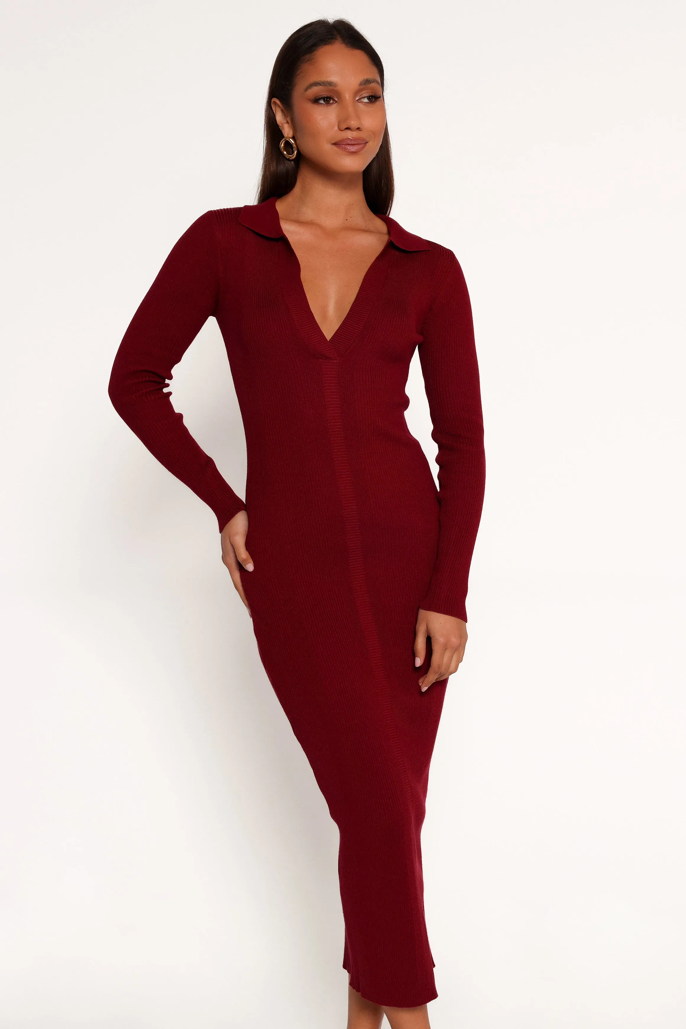 Collins Long Sleeve Midi Dress - Wine sold by Petal & Pup product image thumbnail 3