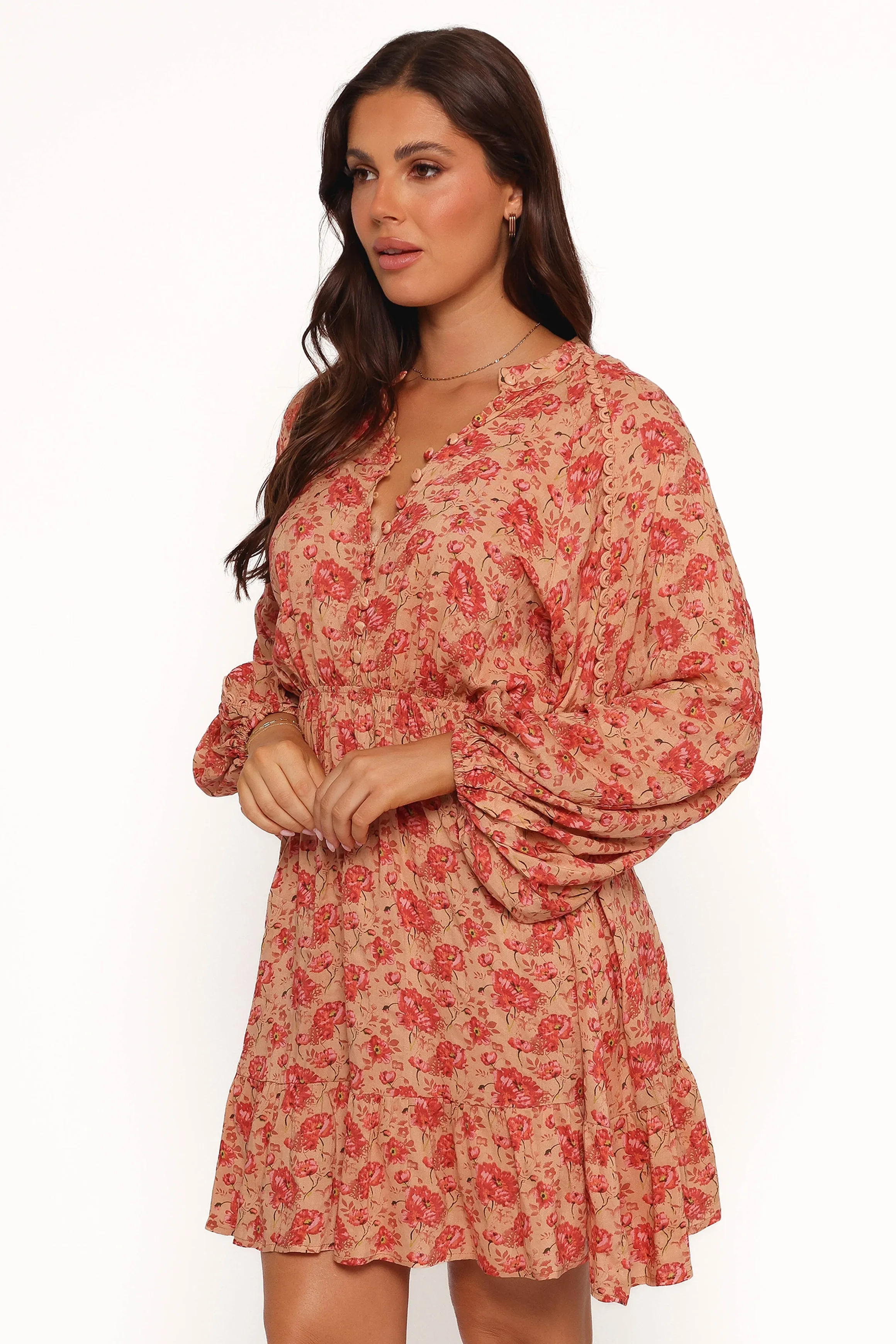 Marti Mini Dress - Tan Floral sold by Petal & Pup product image thumbnail 3