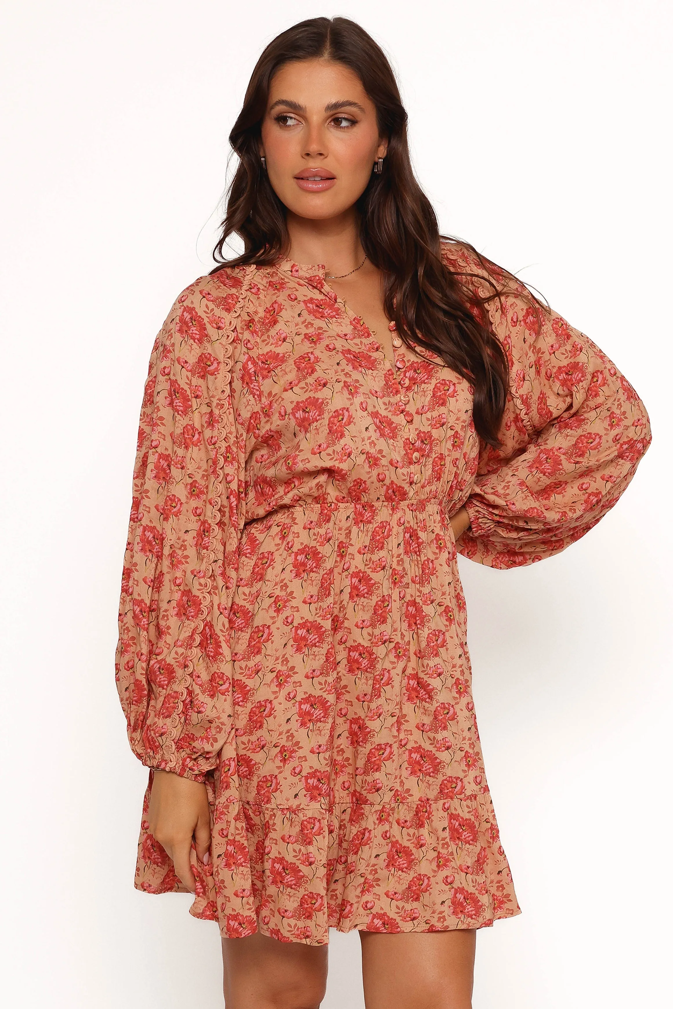 Marti Mini Dress - Tan Floral sold by Petal & Pup product image thumbnail 5