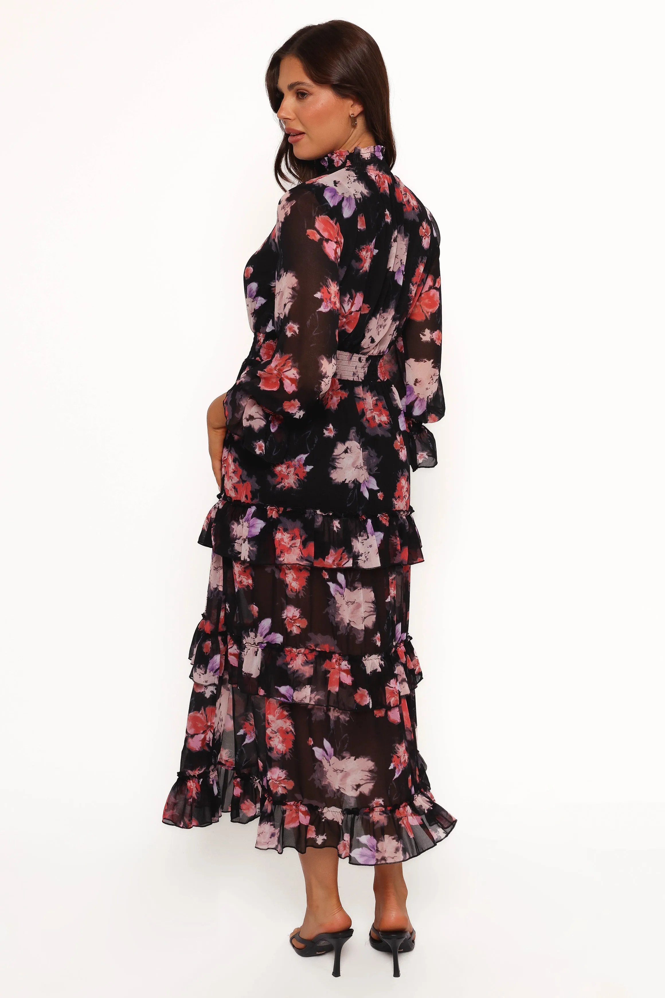 Isadora Long Sleeve Maxi Dress - Black Blurred Floral sold by Petal & Pup product image thumbnail 4