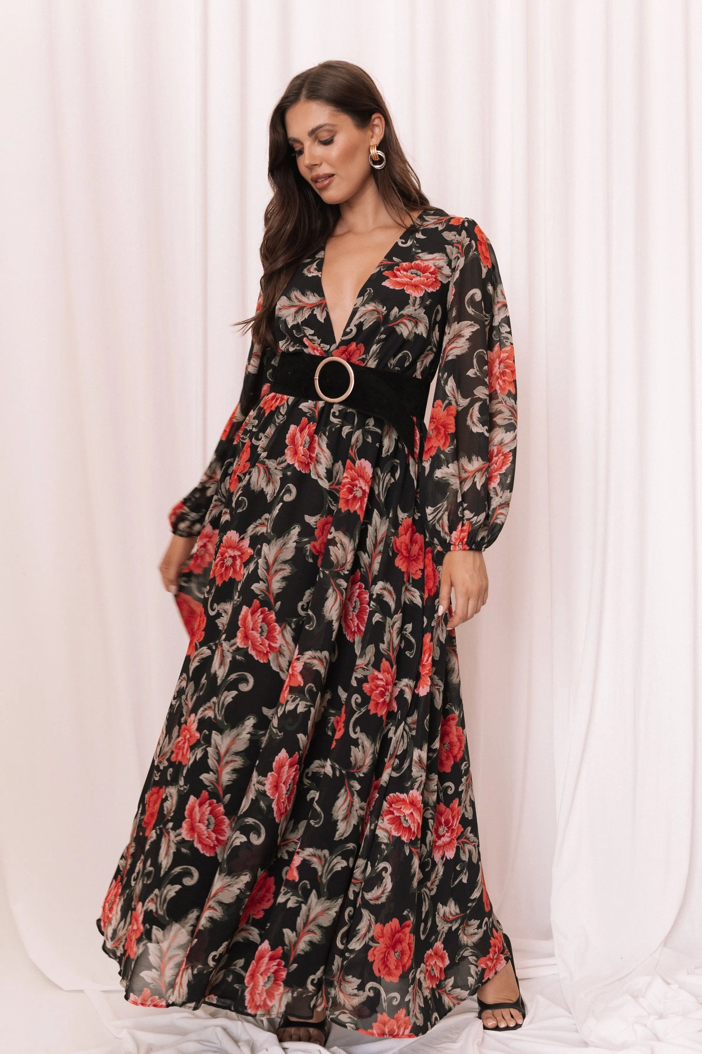 Anisa Maxi Dress - Black Floral sold by Petal & Pup