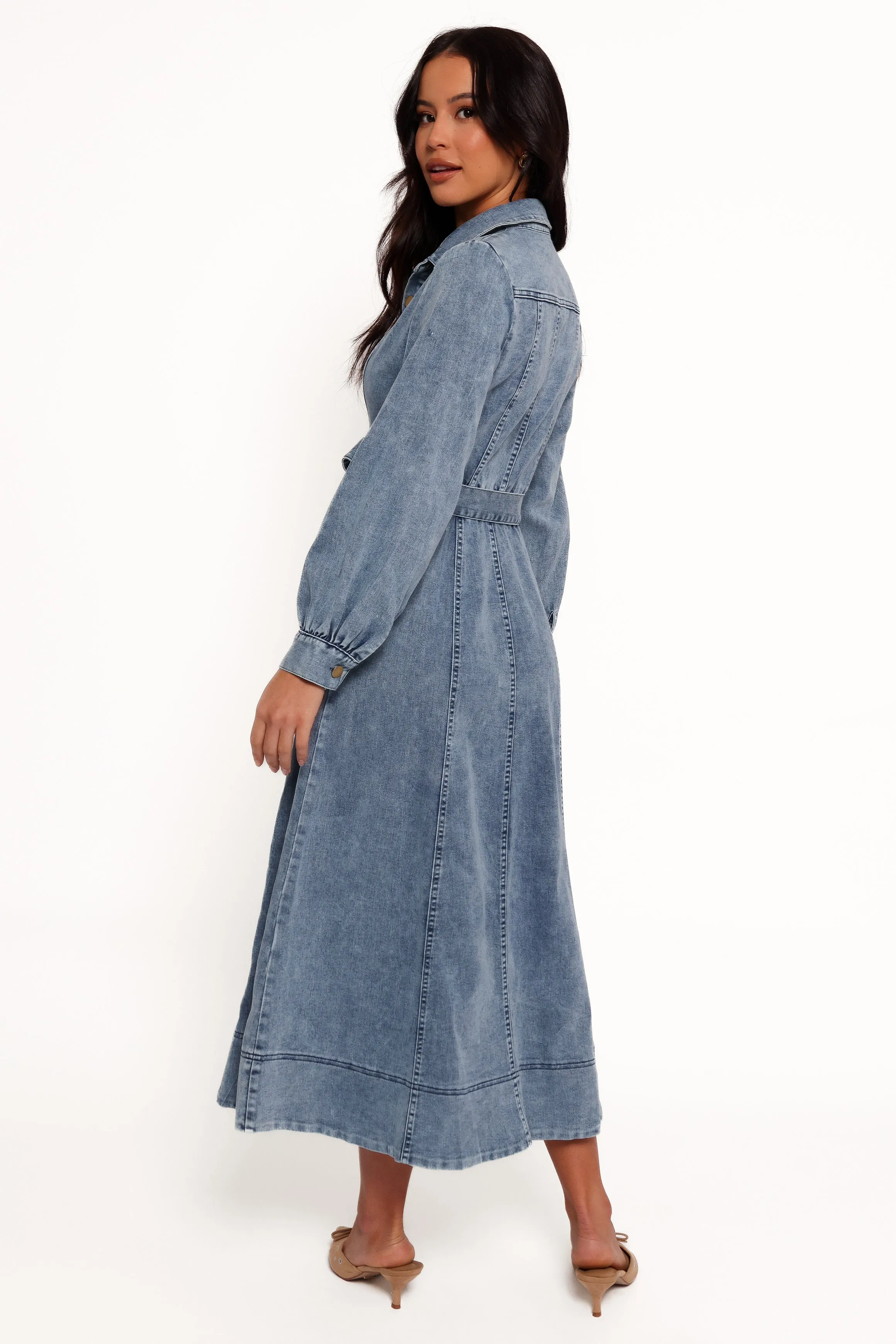 Emberly Long Sleeve Maxi Dress - Denim sold by Petal & Pup product image thumbnail 3