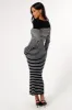 Camy Long Sleeve Midi Dress - Black/White sold by Petal & Pup