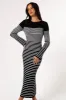 Camy Long Sleeve Midi Dress - Black/White sold by Petal & Pup