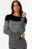 Camy Long Sleeve Midi Dress - Black/White sold by Petal & Pup
