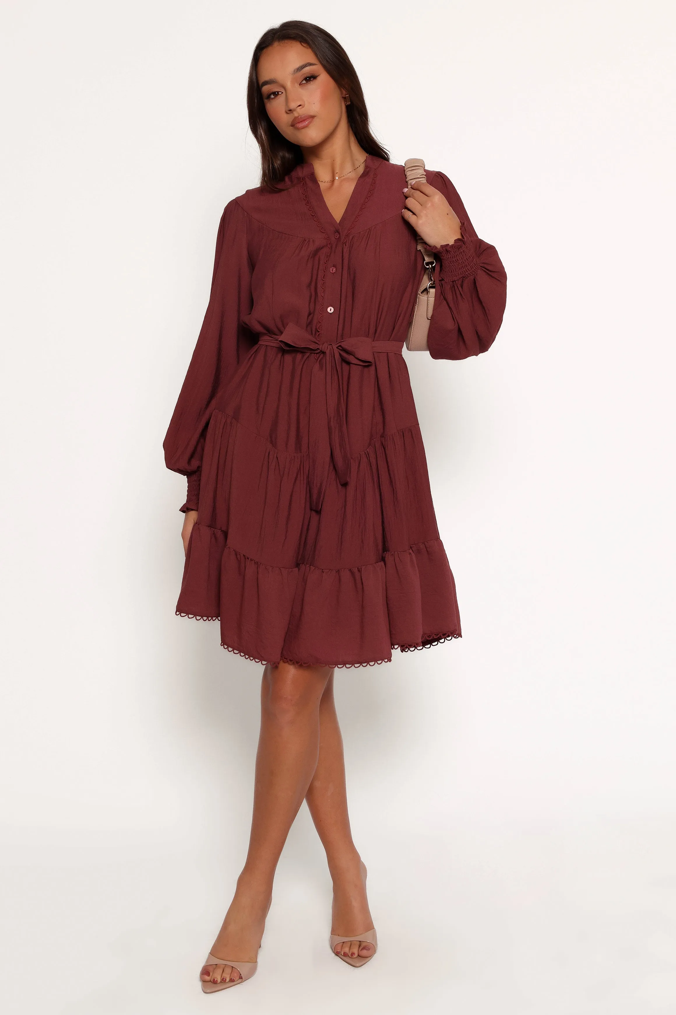 Pierce Long Sleeve Mini Dress - Dark Wine sold by Petal & Pup product image thumbnail 5