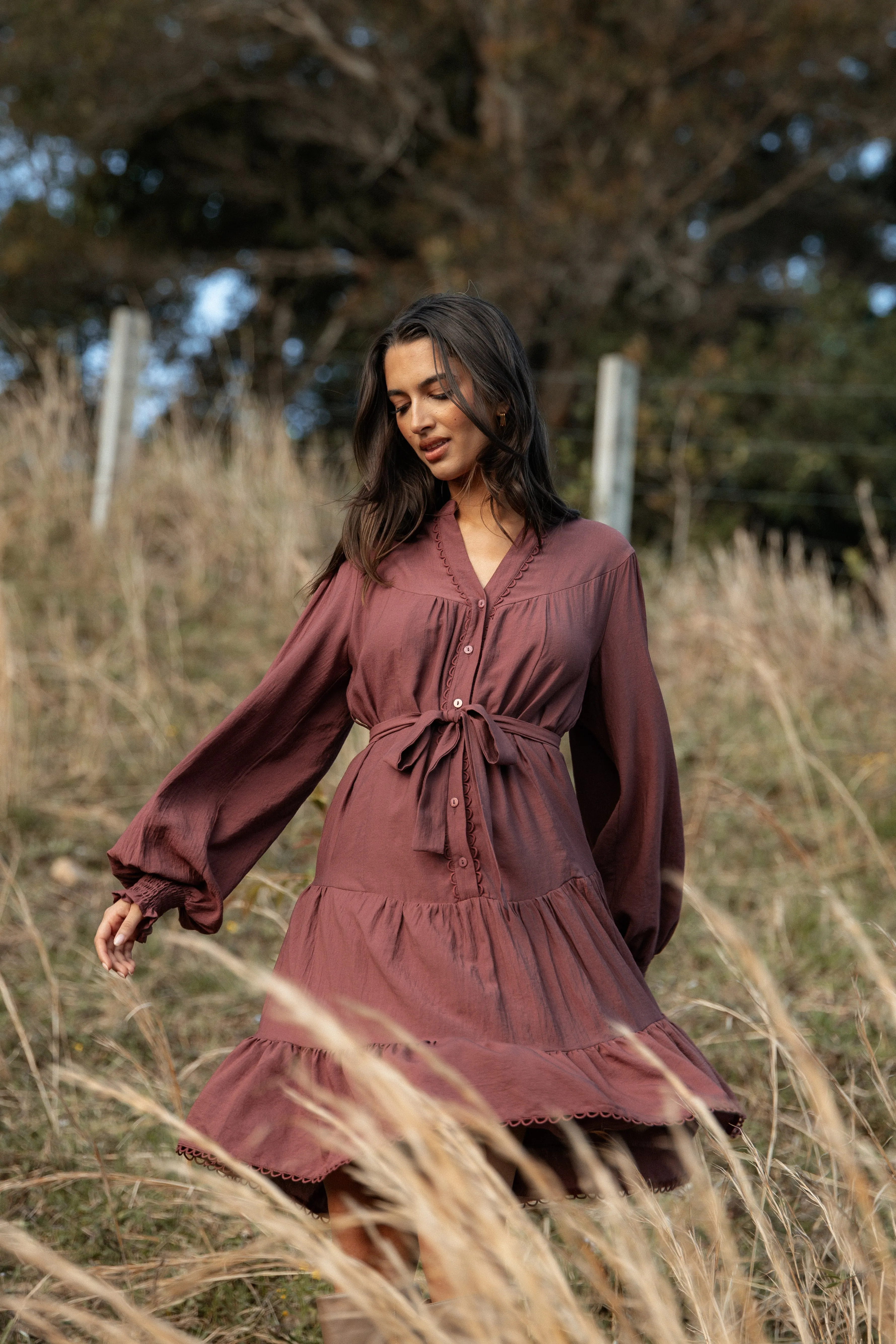 Pierce Long Sleeve Mini Dress - Dark Wine sold by Petal & Pup product image thumbnail 2