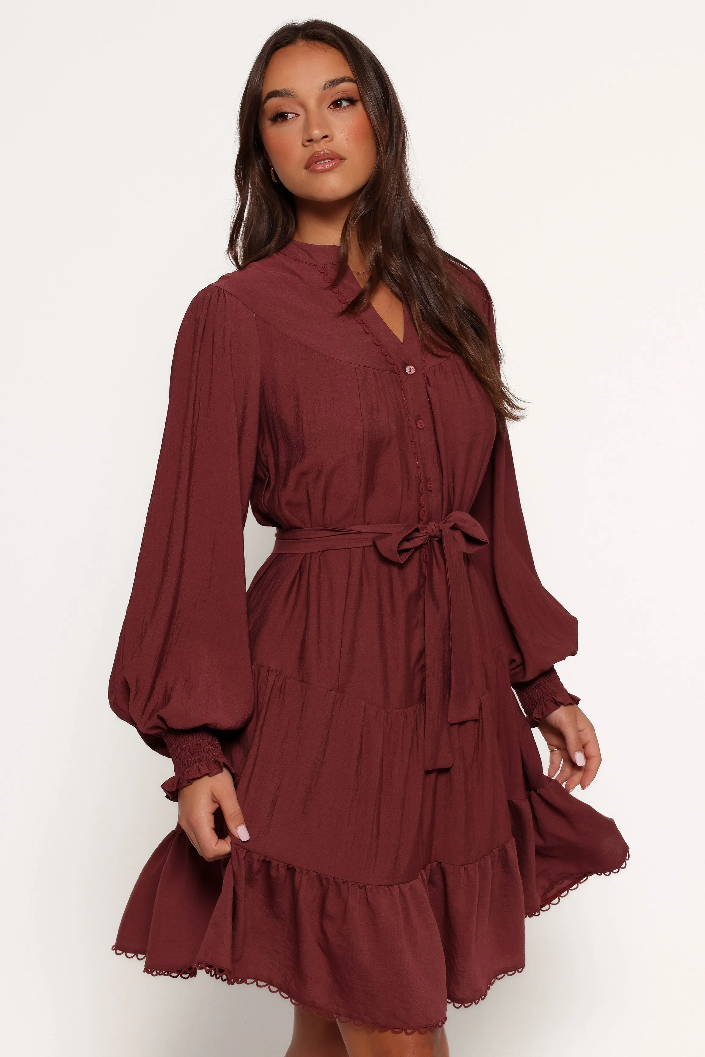 Pierce Long Sleeve Mini Dress - Dark Wine sold by Petal & Pup product image thumbnail 3