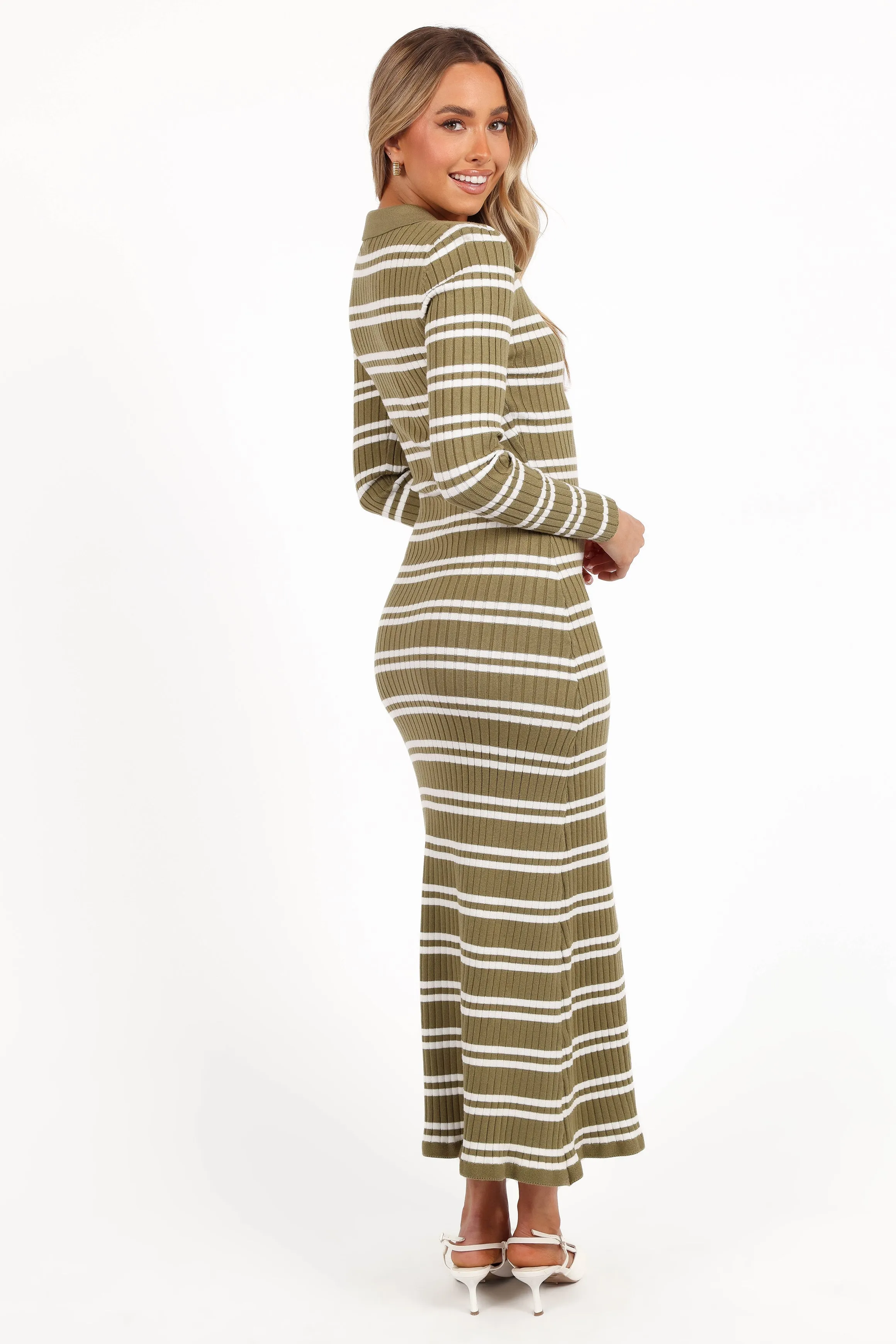Eliana Long Sleeve Midi Dress - Olive sold by Petal & Pup product image thumbnail 4