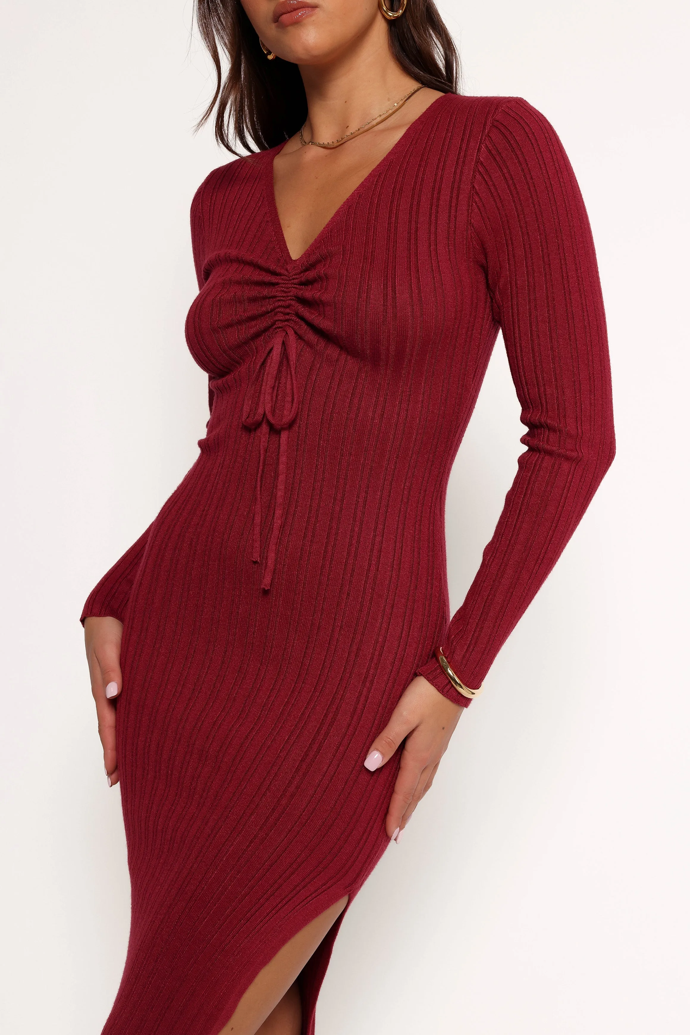 Irene Long Sleeve Midi Dress - Wine sold by Petal & Pup product image thumbnail 2