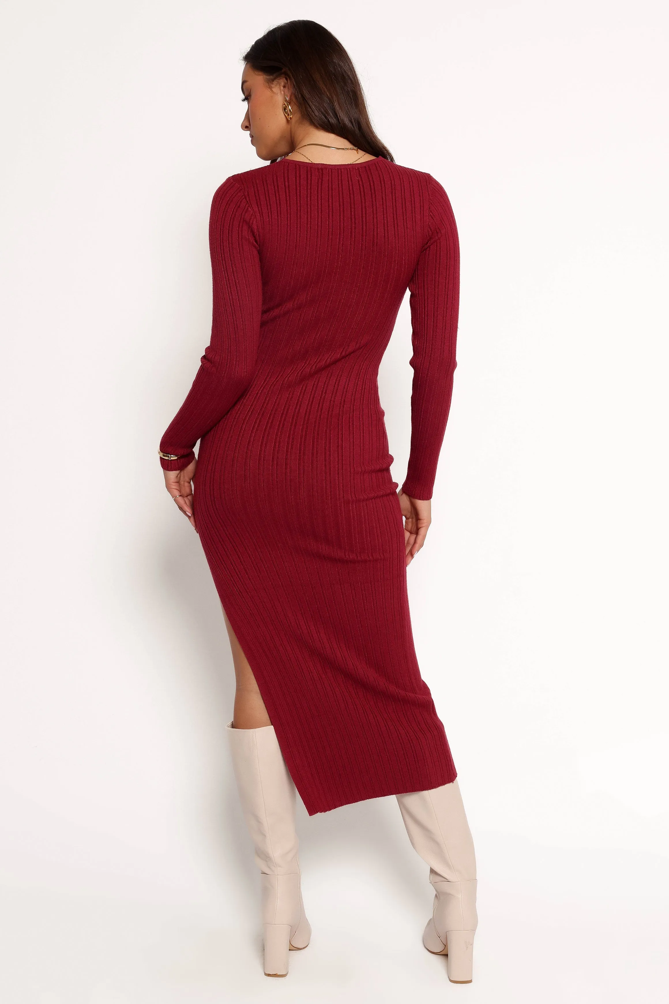 Irene Long Sleeve Midi Dress - Wine sold by Petal & Pup product image thumbnail 4