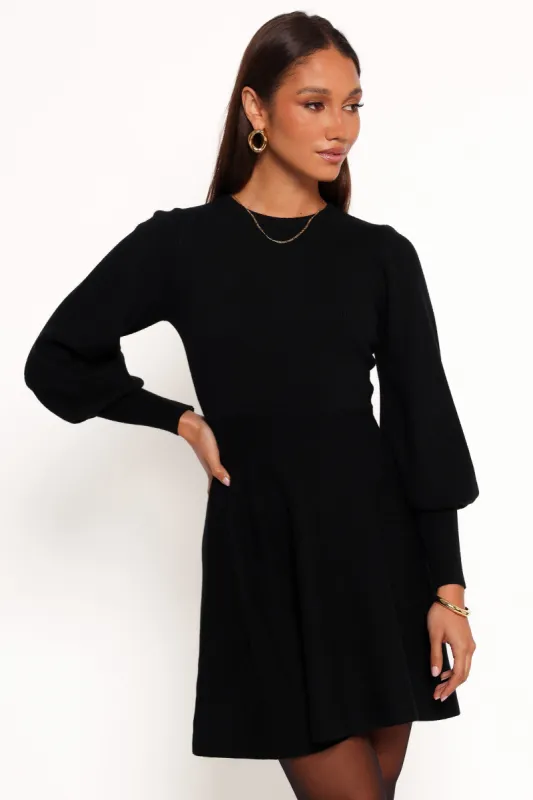 Gigi Long Sleeve Mini Dress - Black sold by Petal & Pup