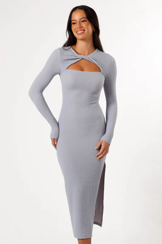 Laney Long Sleeve Midi Dress - Grey sold by Petal & Pup