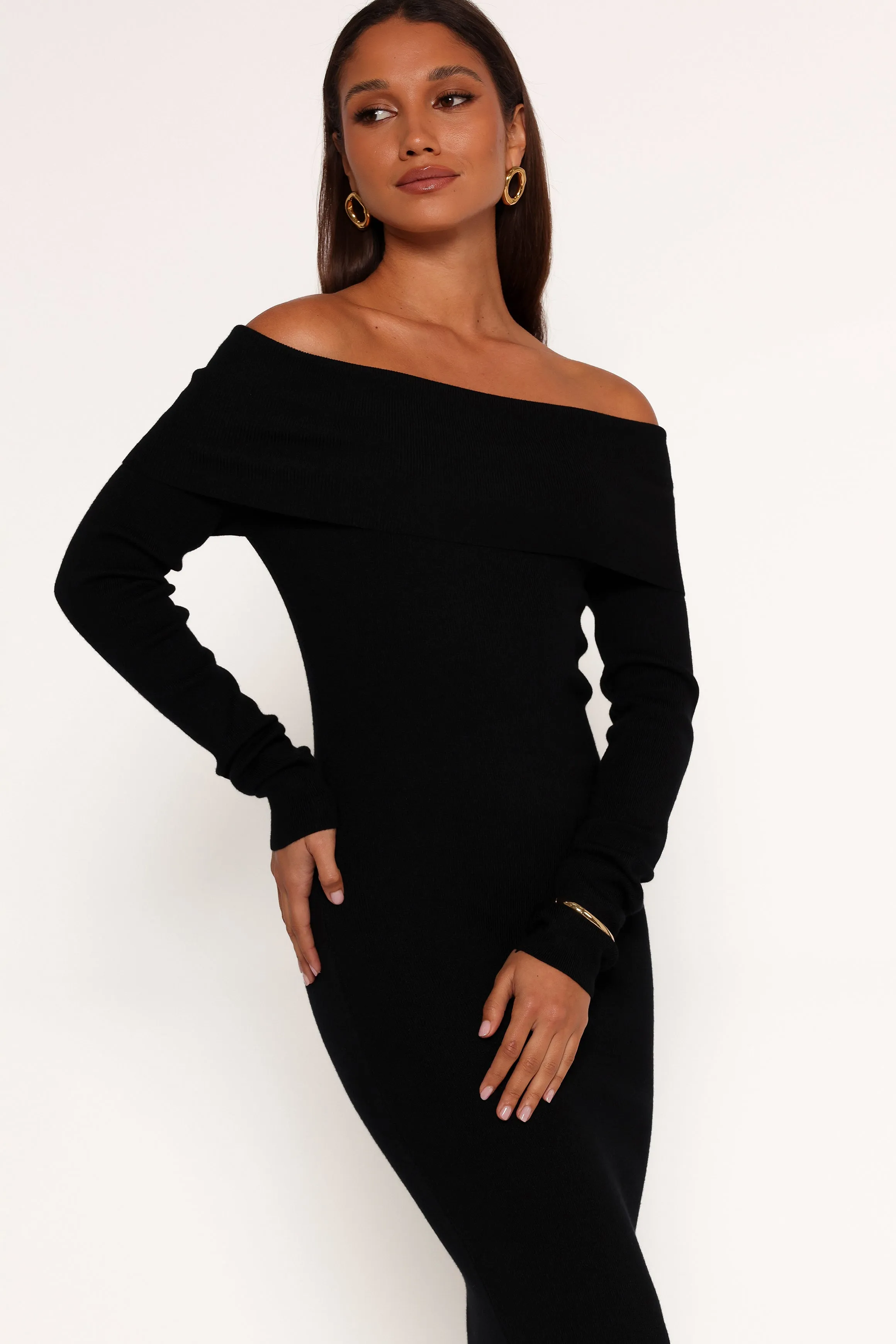 Archie Off the Shoulder Midi Dress - Black sold by Petal & Pup product image thumbnail 5