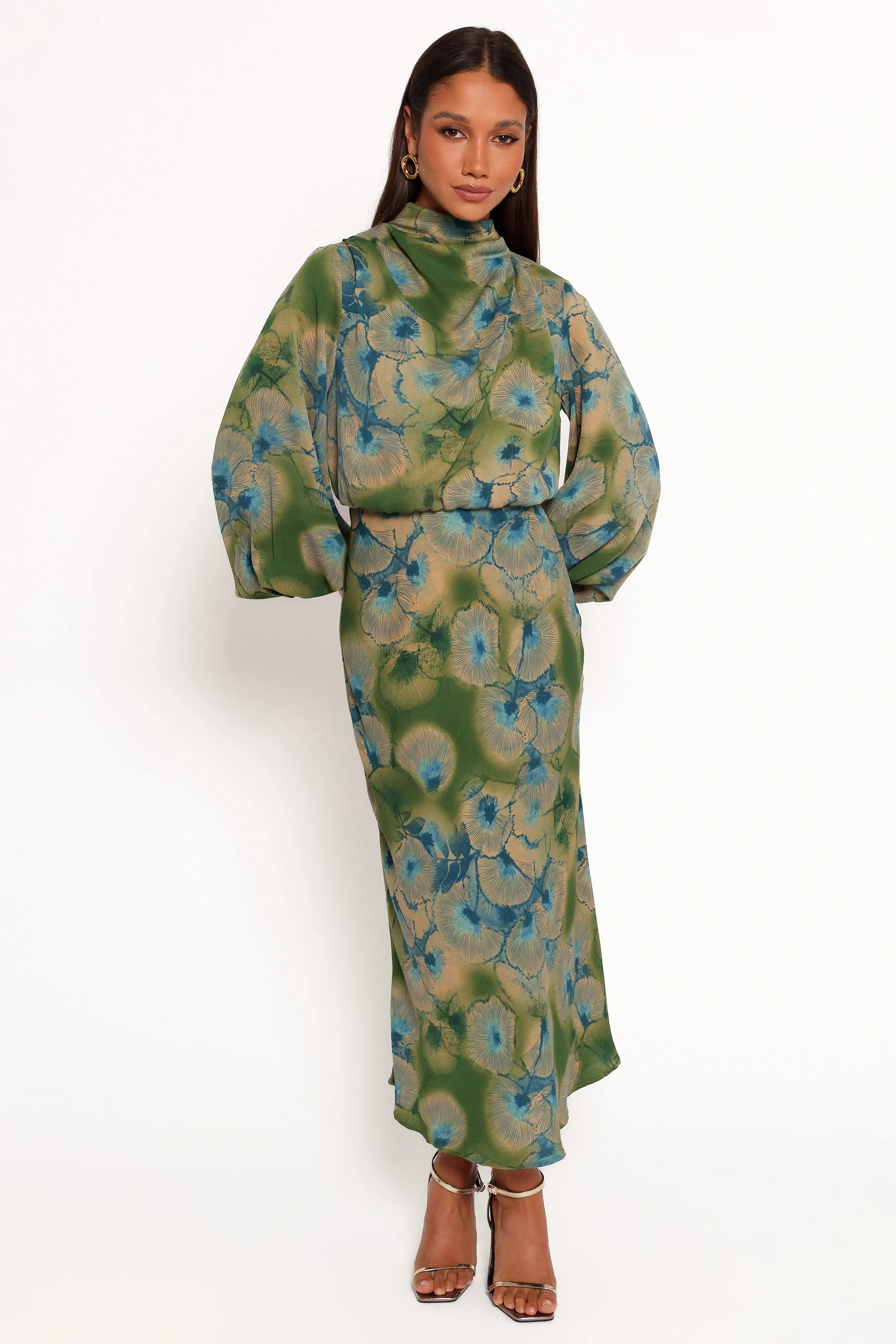 Perrie Long Sleeve Midi Dress - Green sold by Petal & Pup