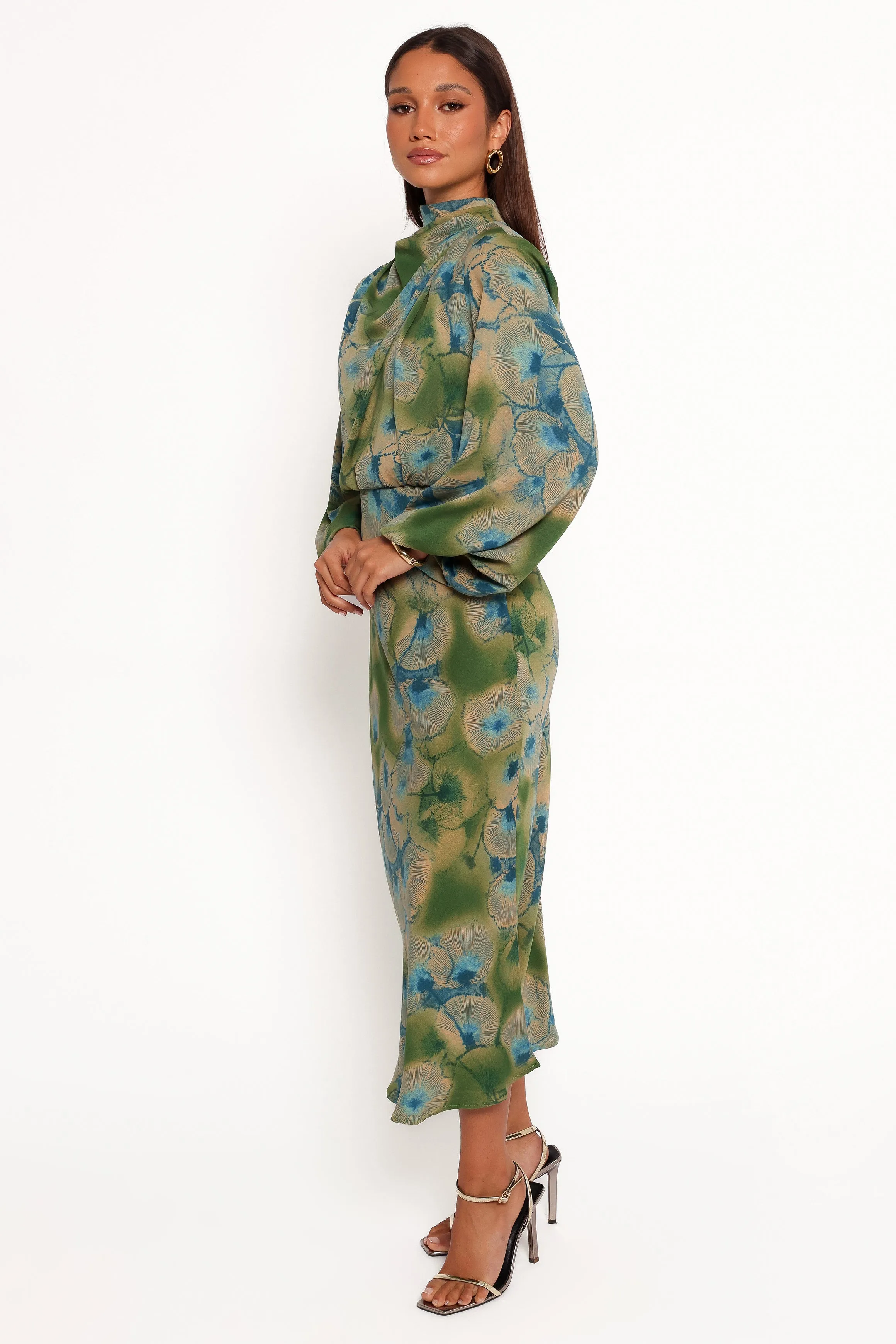 Perrie Long Sleeve Midi Dress - Green sold by Petal & Pup product image thumbnail 3