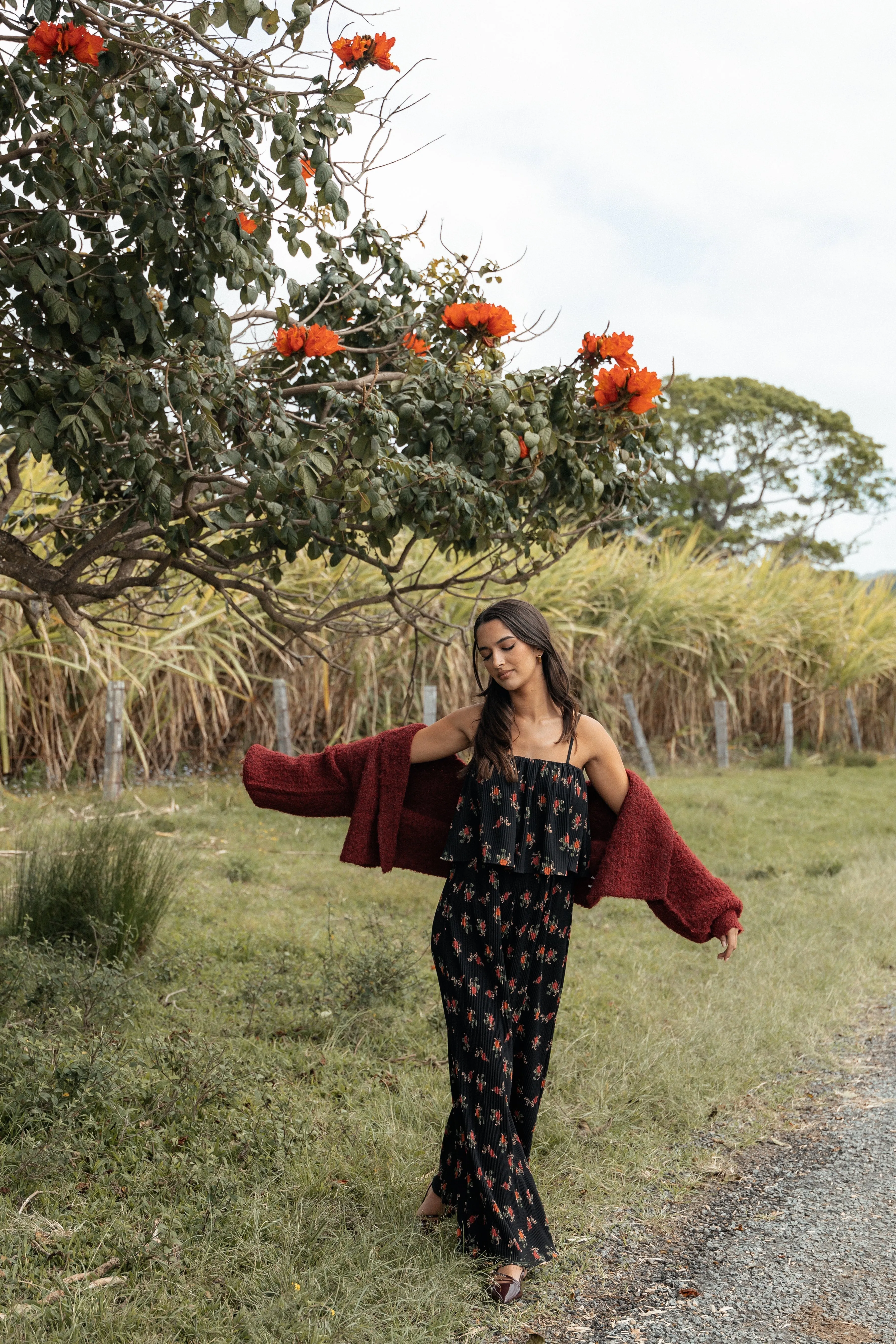 Jillian Plisse Jumpsuit - Black Rose sold by Petal & Pup