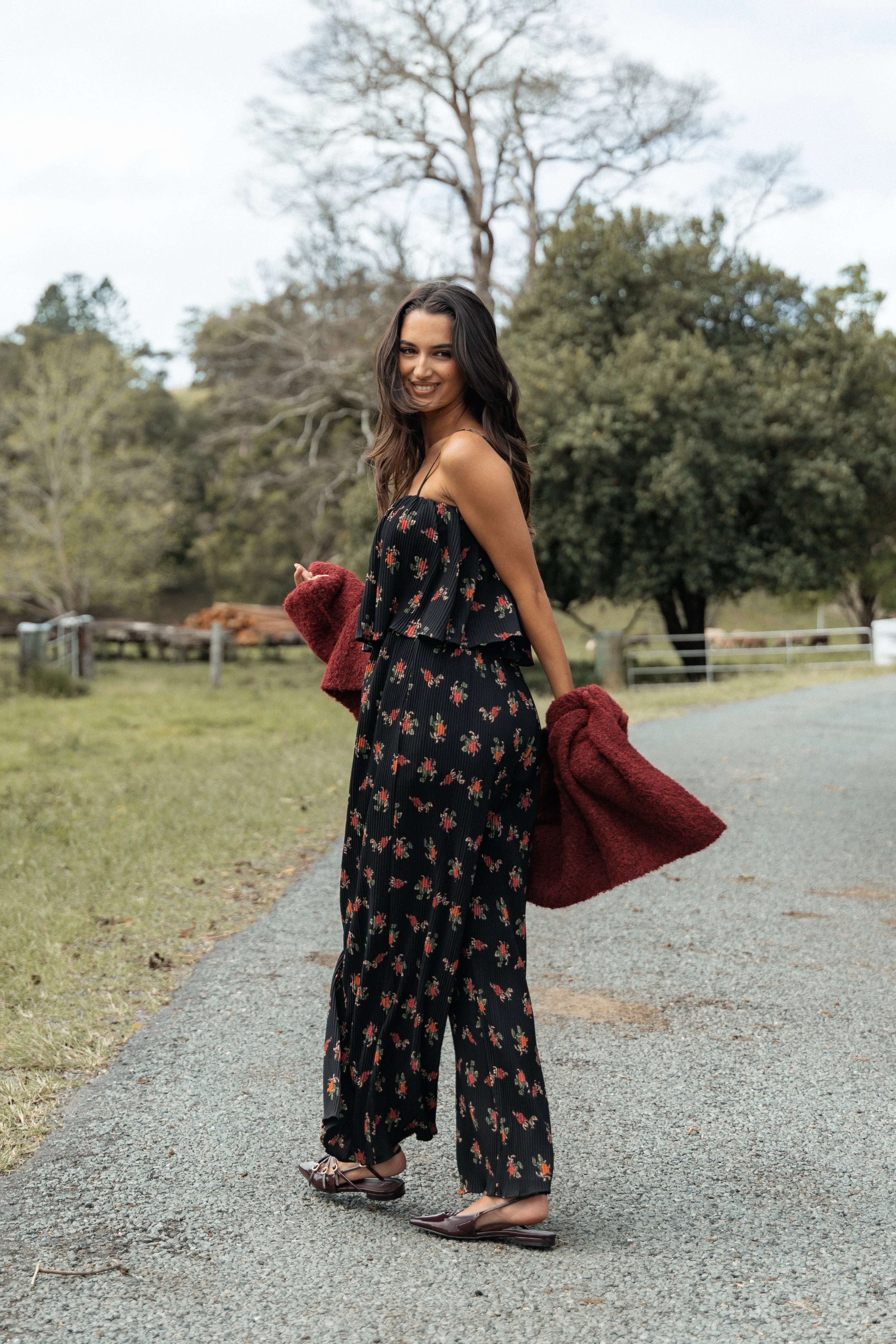 Jillian Plisse Jumpsuit - Black Rose sold by Petal & Pup product image thumbnail 2