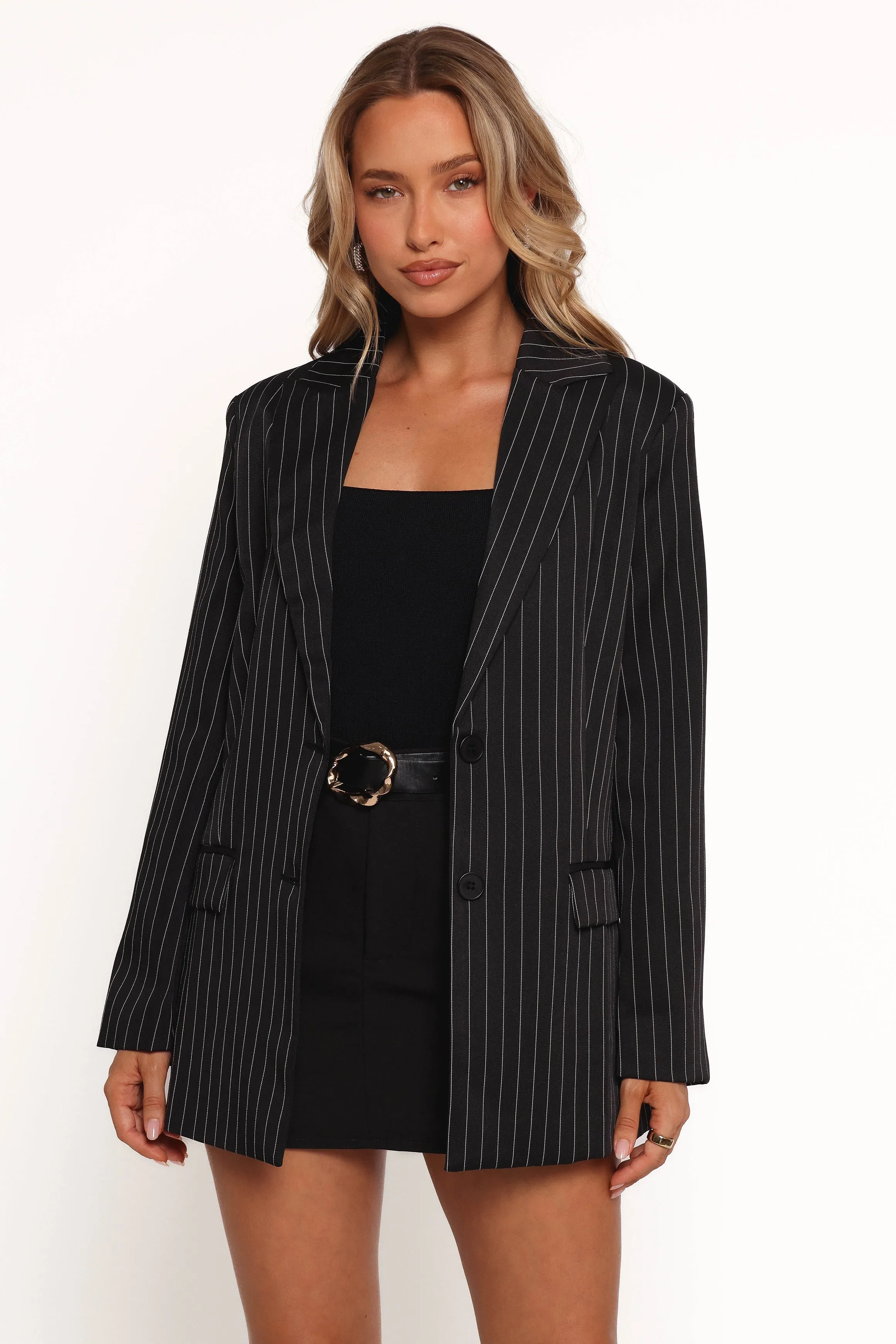 Livia Striped Blazer - Black sold by Petal & Pup product image thumbnail 2
