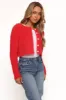Tavan Crop Button Front Cardigan - Red sold by Petal & Pup