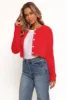 Tavan Crop Button Front Cardigan - Red sold by Petal & Pup