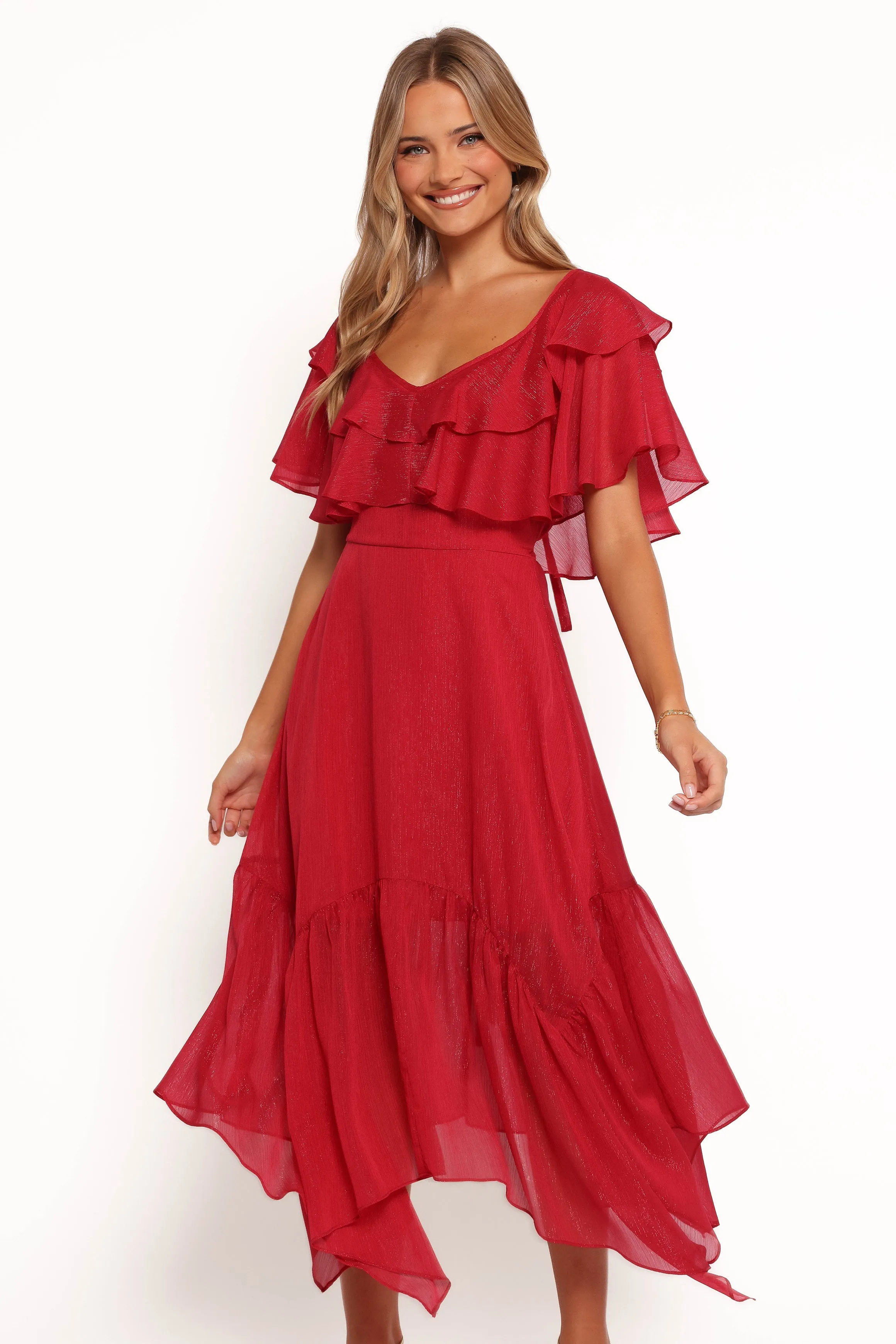 Merida Midi Dress - Red sold by Petal & Pup