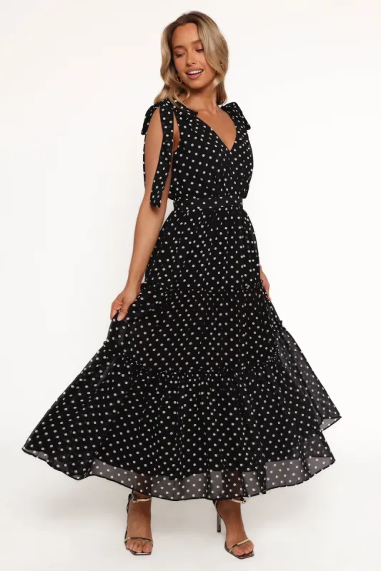 Ada Maxi Dress - Black Polka Dot sold by Petal & Pup