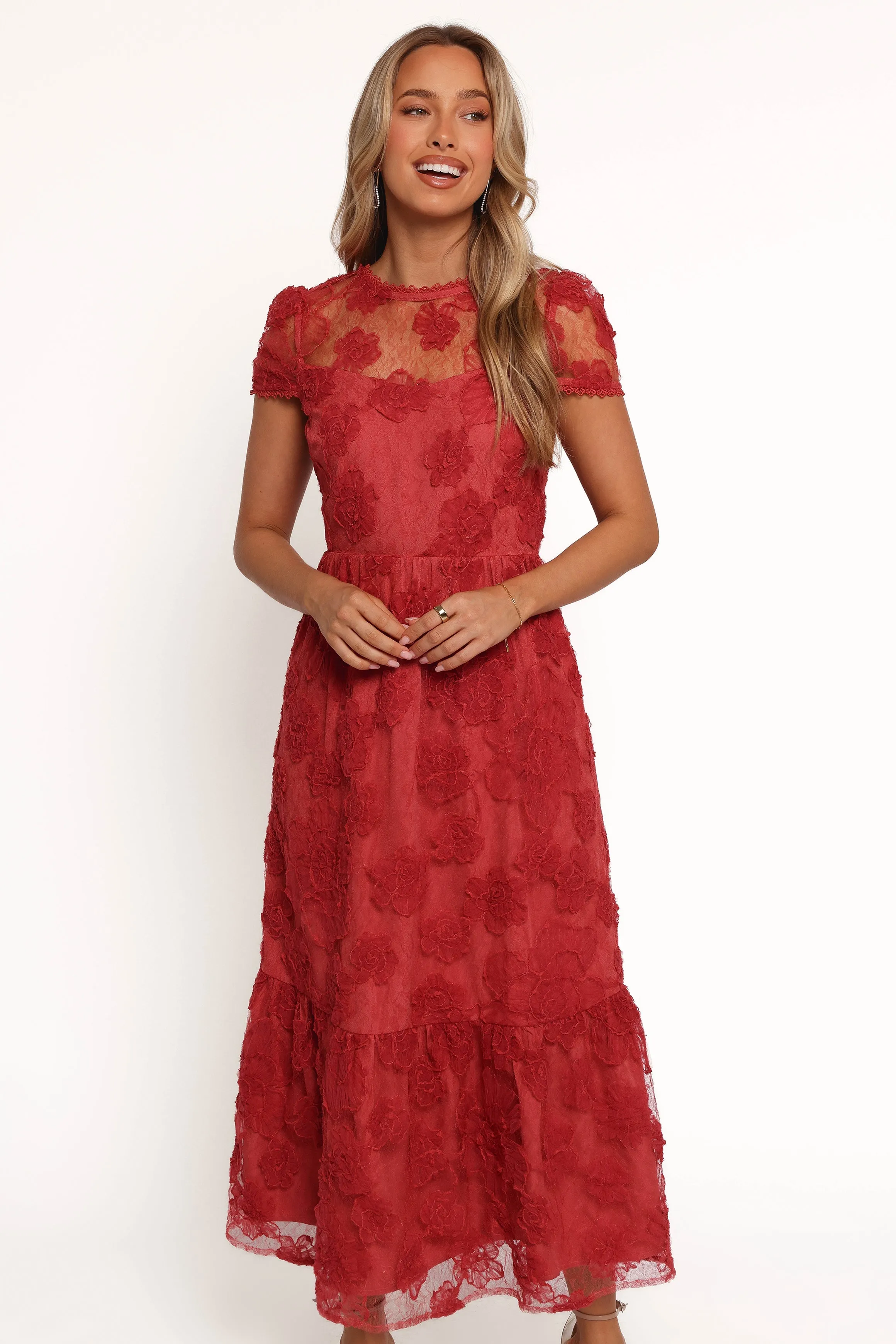 Abbey Midi Dress - Wine sold by Petal & Pup