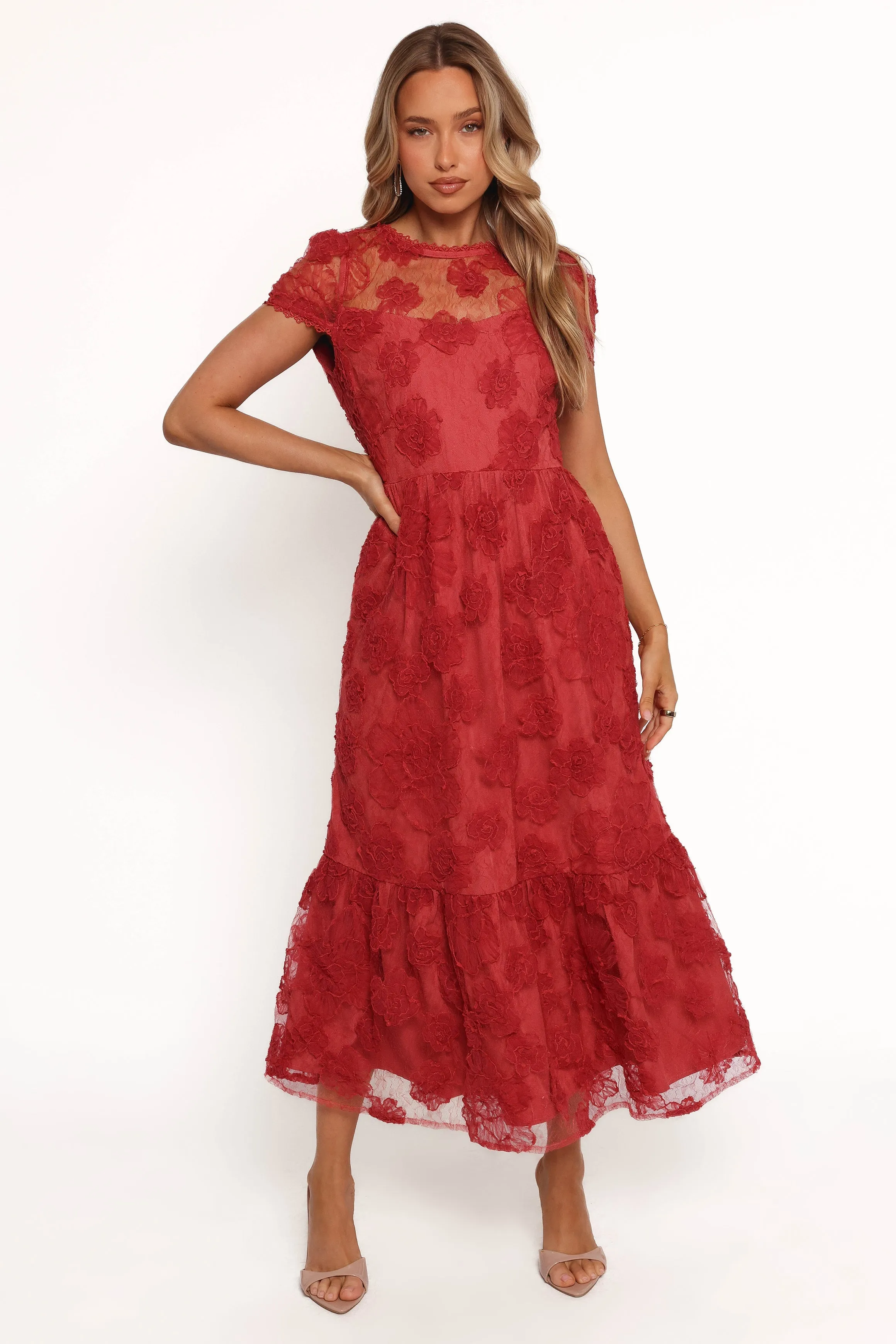 Abbey Midi Dress - Wine sold by Petal & Pup product image thumbnail 5