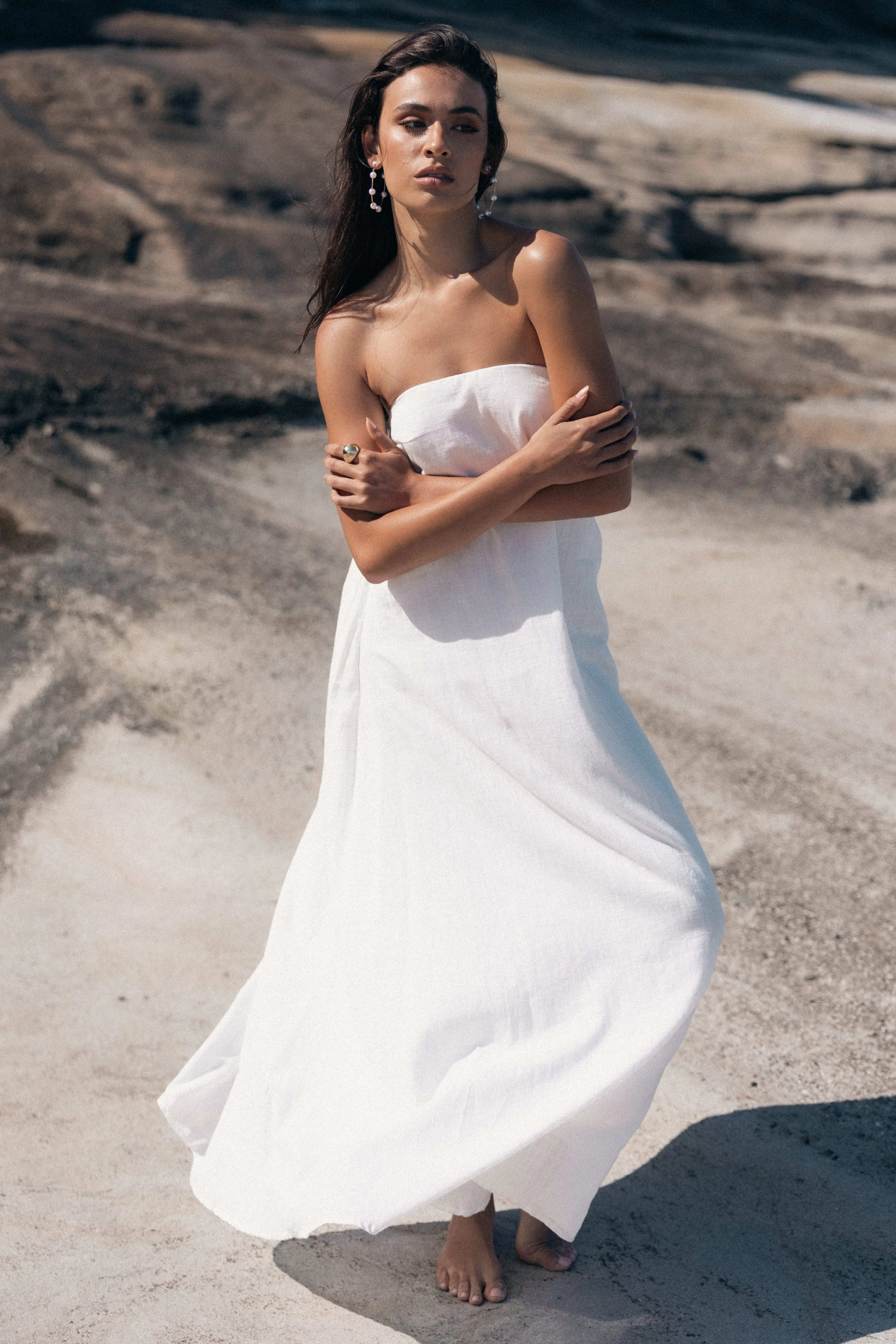 Soph Strapless Maxi Dress - White sold by Petal & Pup