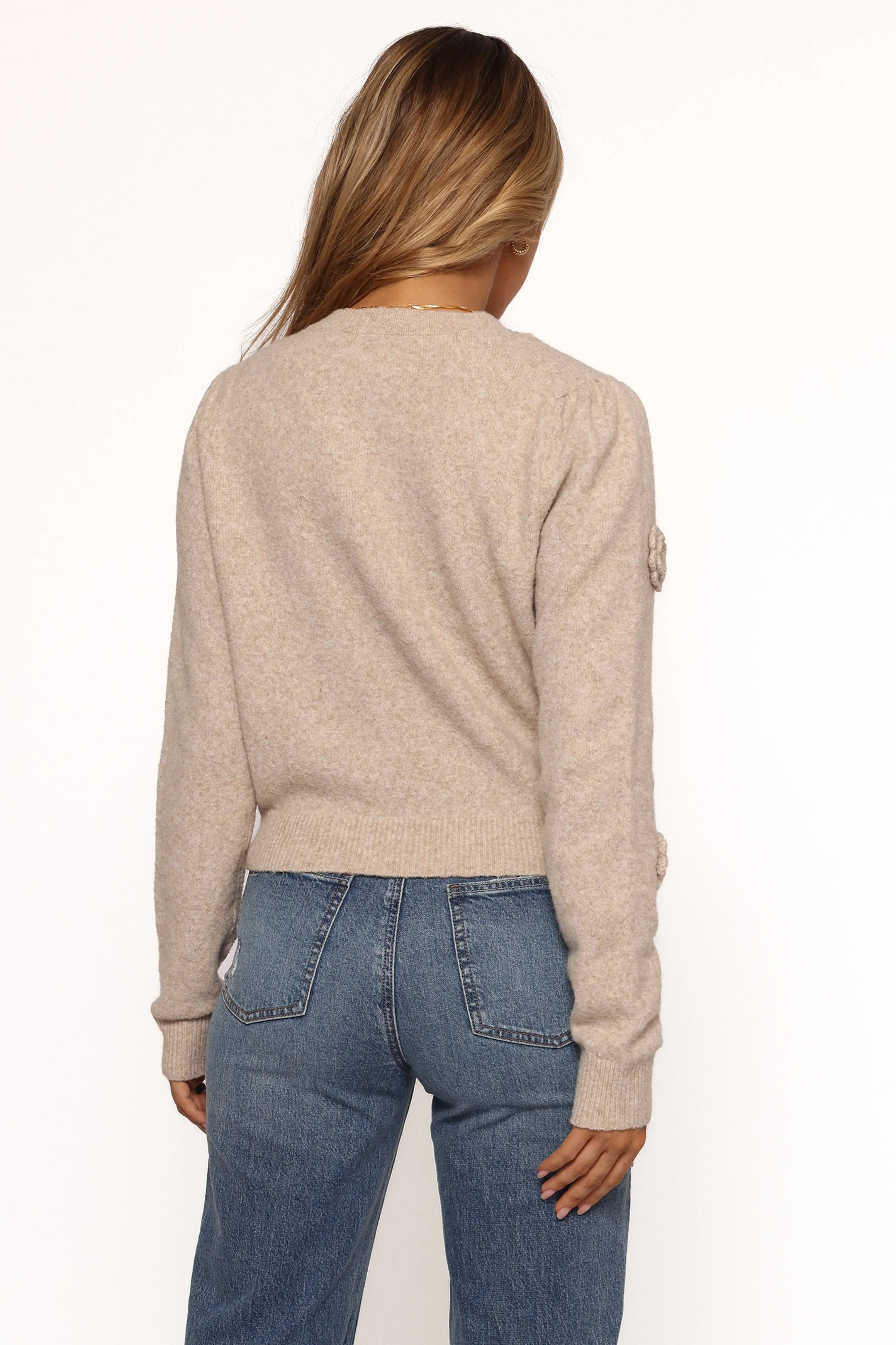 Wynne All Over Flower Knit Sweater - Light Taupe sold by Petal & Pup product image thumbnail 4