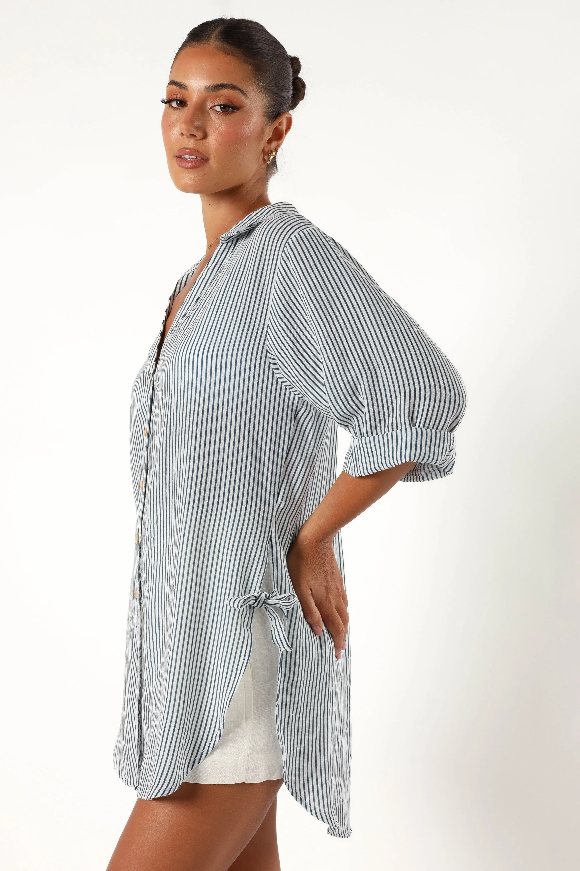 Wren Oversized Shirt - Navy sold by Petal & Pup