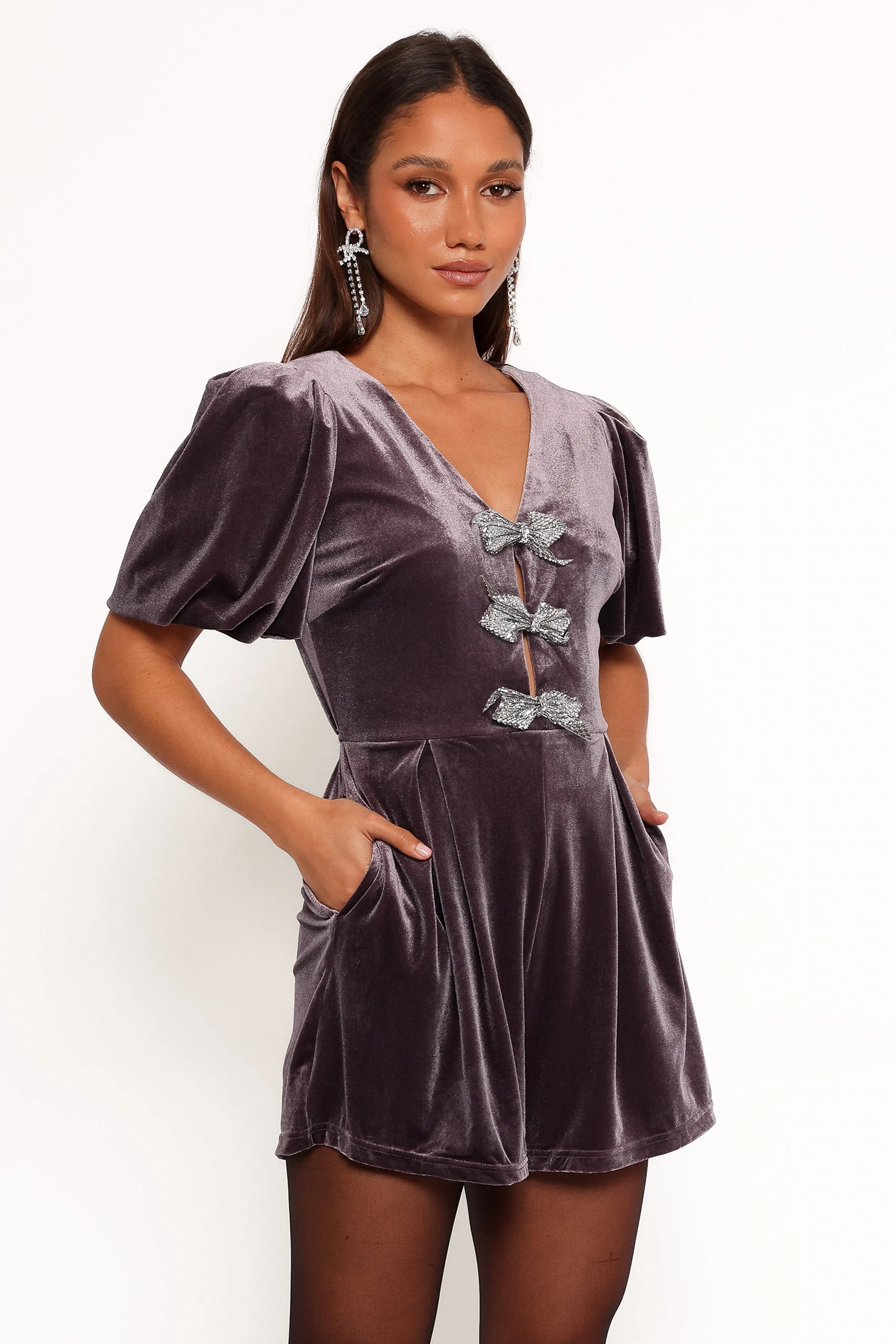 Norah Velvet Romper - Dark Purple sold by Petal & Pup product image thumbnail 5