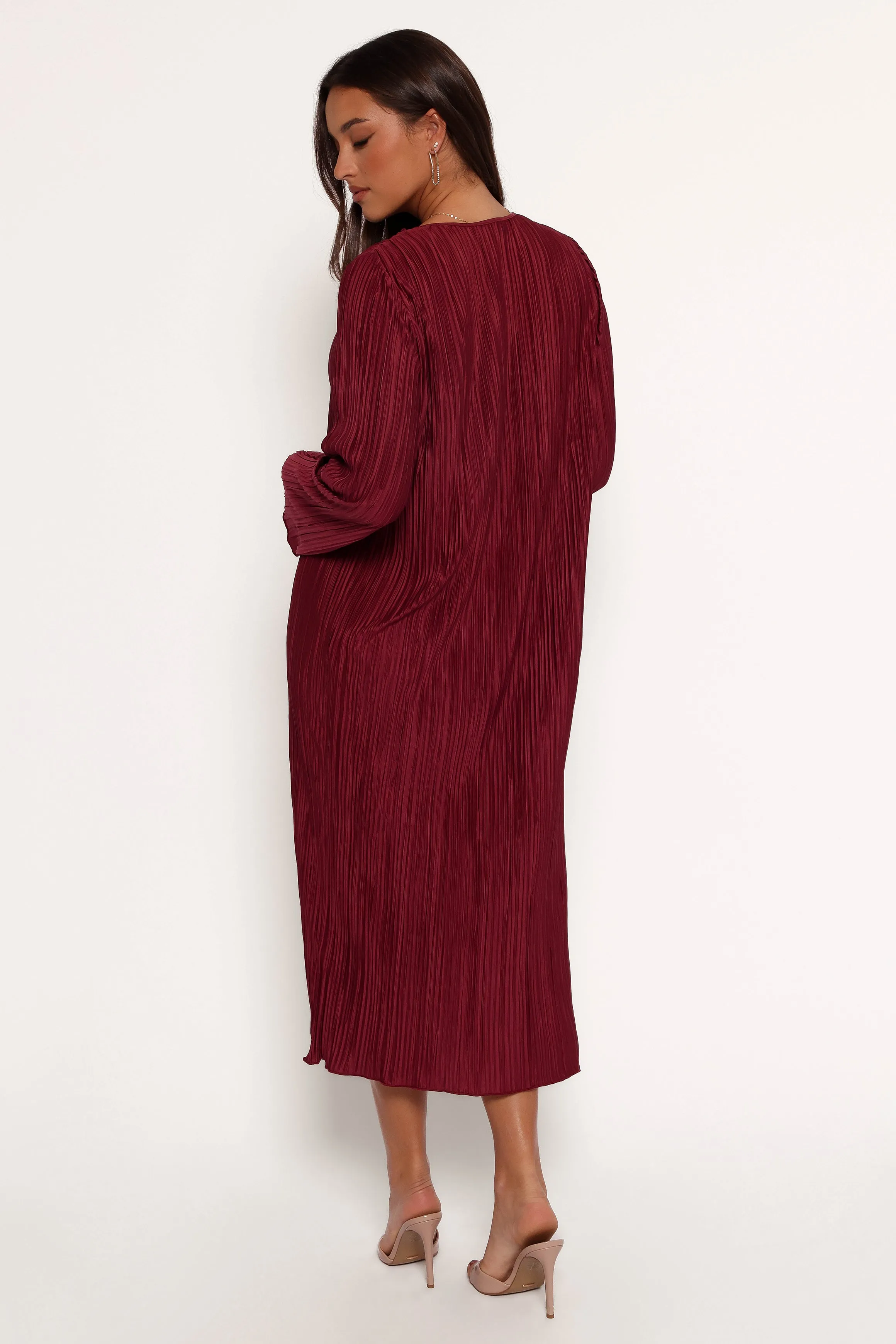 Tannikah Plisse Midi Dress - Ruby Wine sold by Petal & Pup product image thumbnail 5