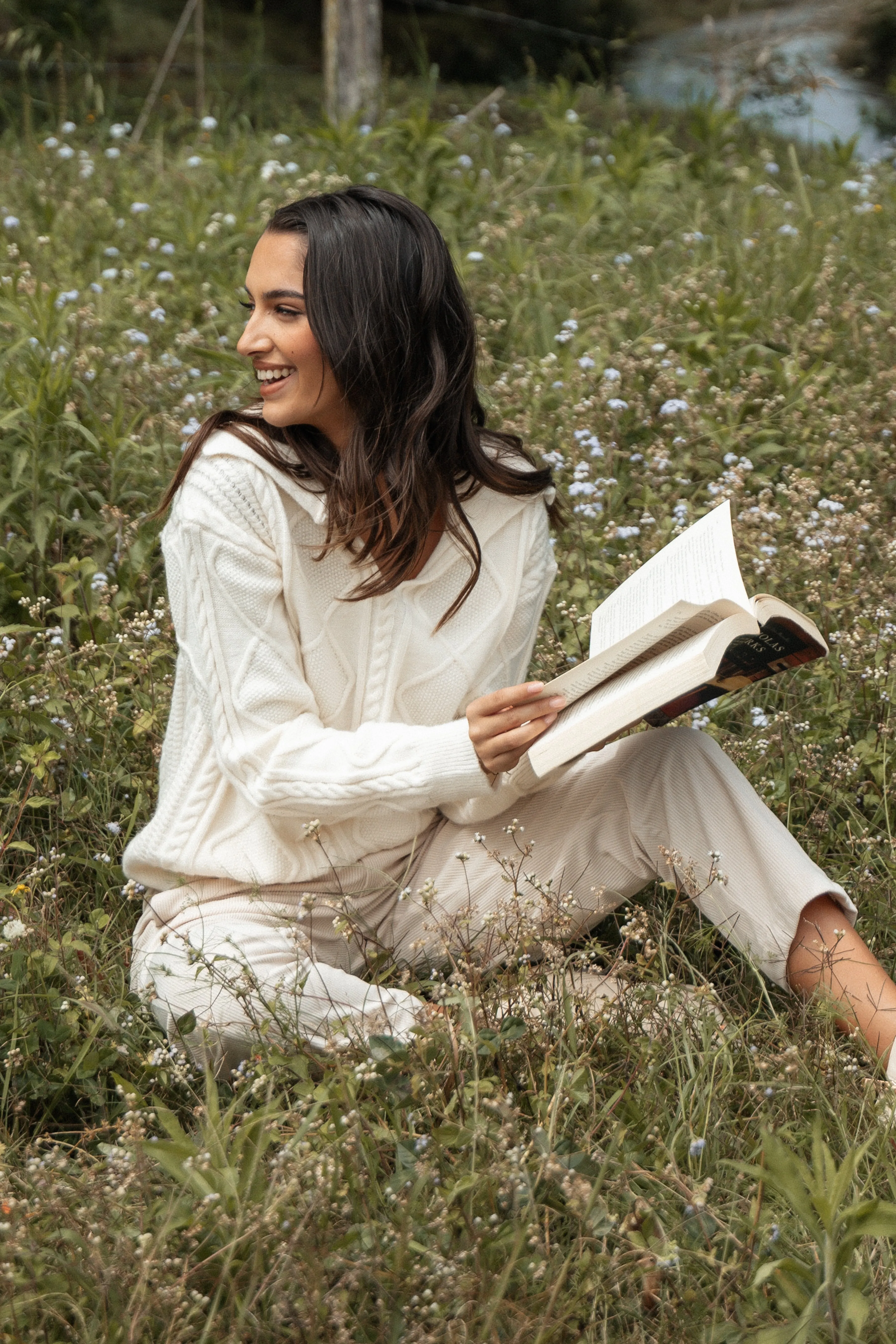 Robbie Collar Neck Cable Knit Sweater - Cream sold by Petal & Pup