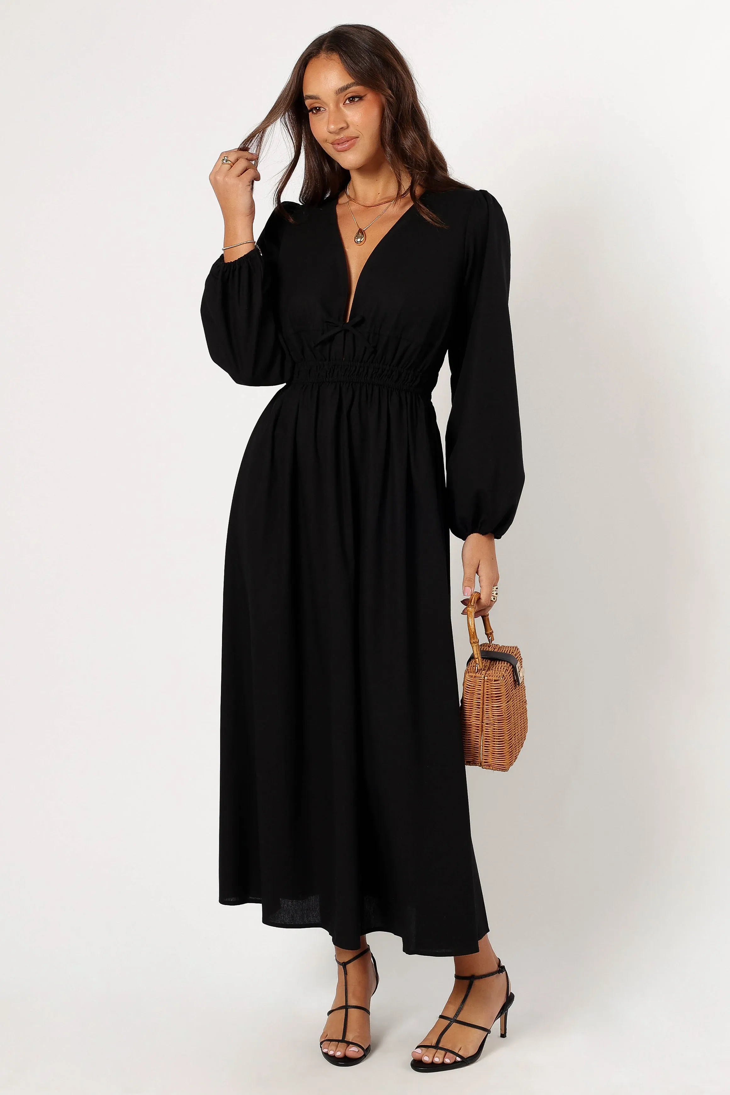 Cece Long Sleeve Maxi Dress - Black sold by Petal & Pup
