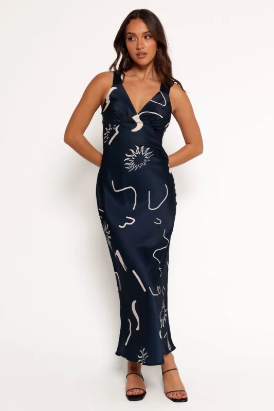 Ashlyn Midi Dress - Navy Print sold by Petal & Pup
