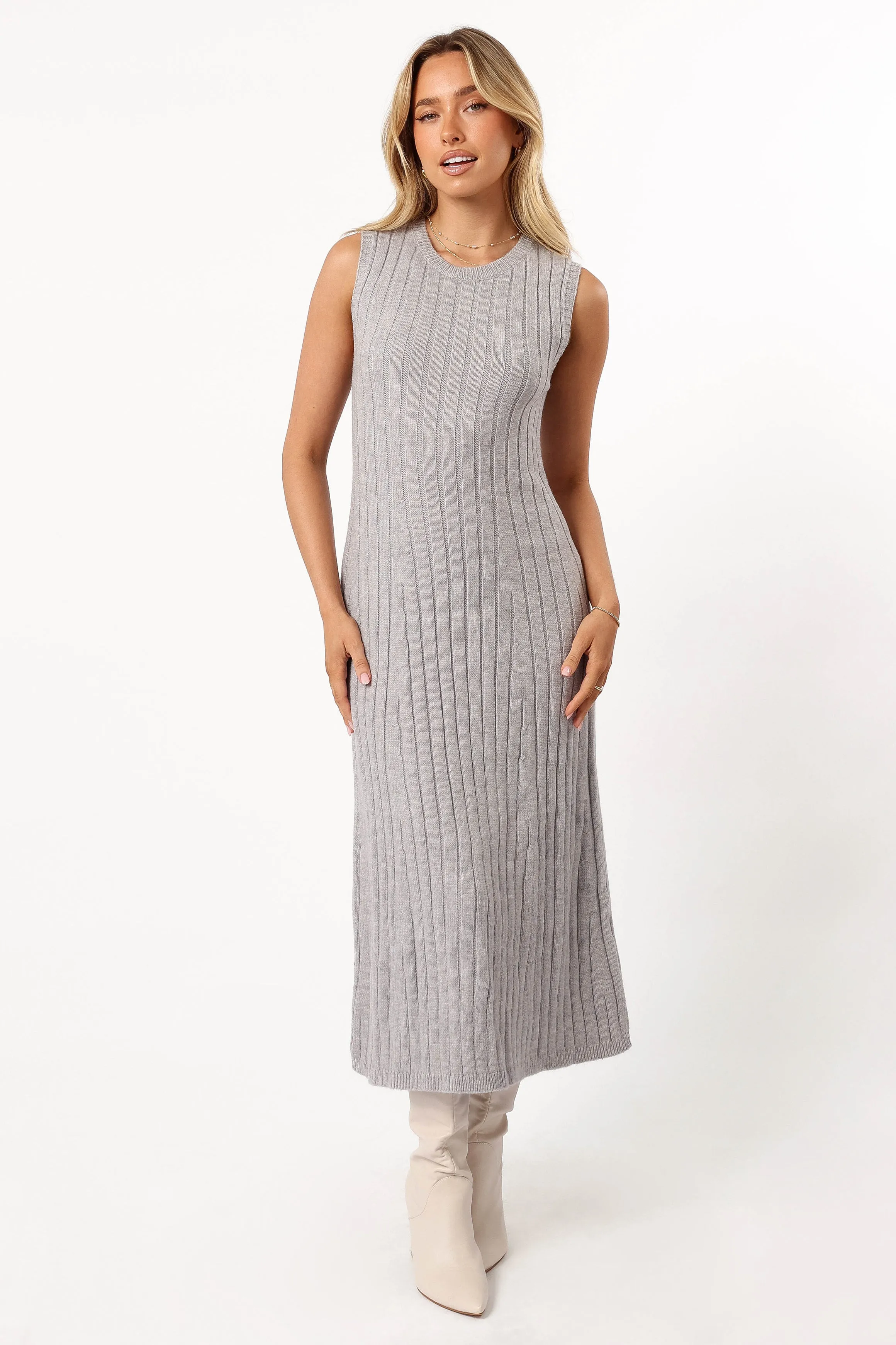 Kellie Knit Midi Dress - Grey sold by Petal & Pup product image thumbnail 3