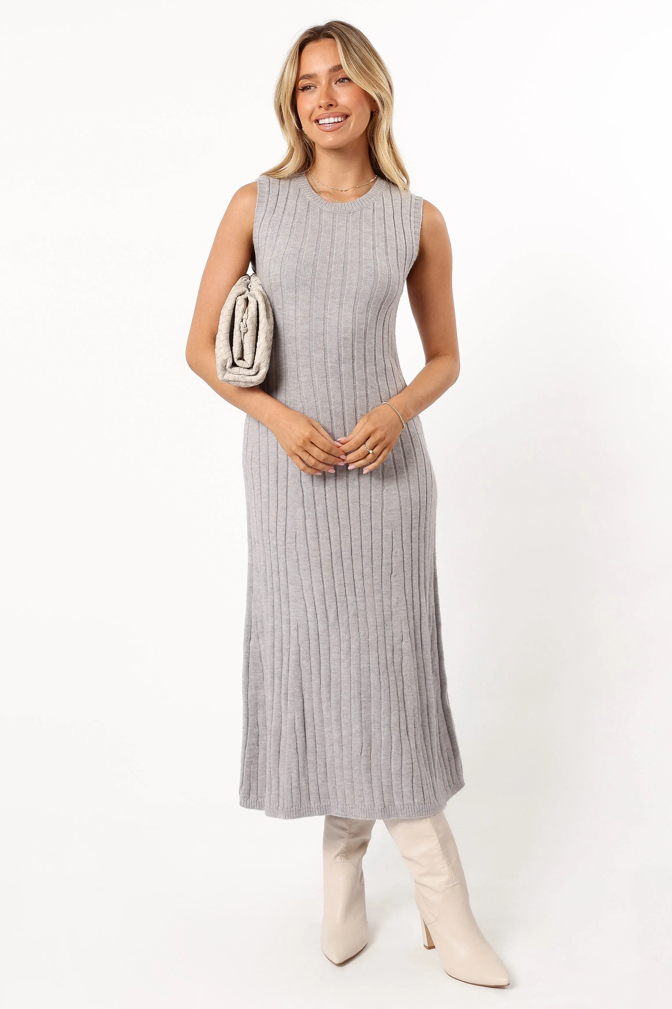 Kellie Knit Midi Dress - Grey sold by Petal & Pup product image thumbnail 2