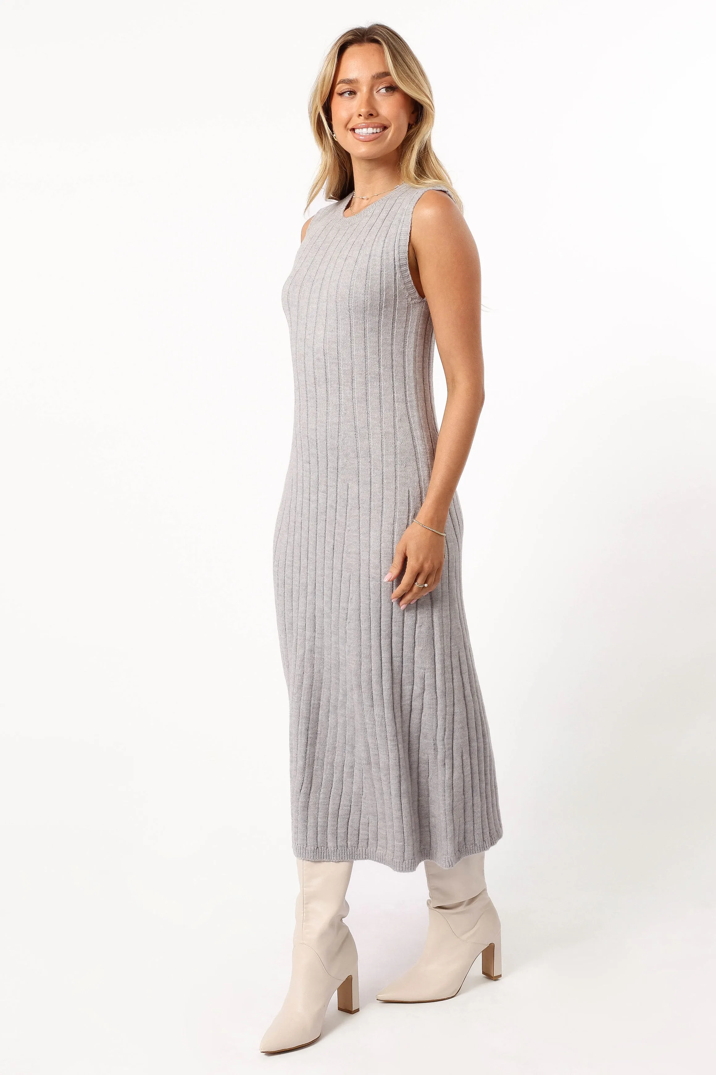 Kellie Knit Midi Dress - Grey sold by Petal & Pup product image thumbnail 4