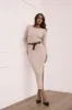 Ainsley Long Sleeve Midi Dress - Nude sold by Petal & Pup