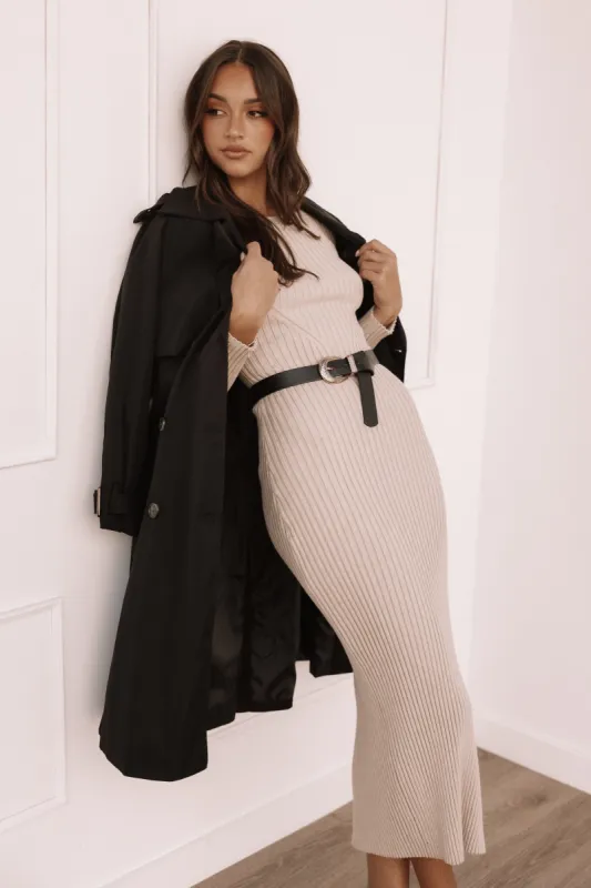 Ainsley Long Sleeve Midi Dress - Nude sold by Petal & Pup