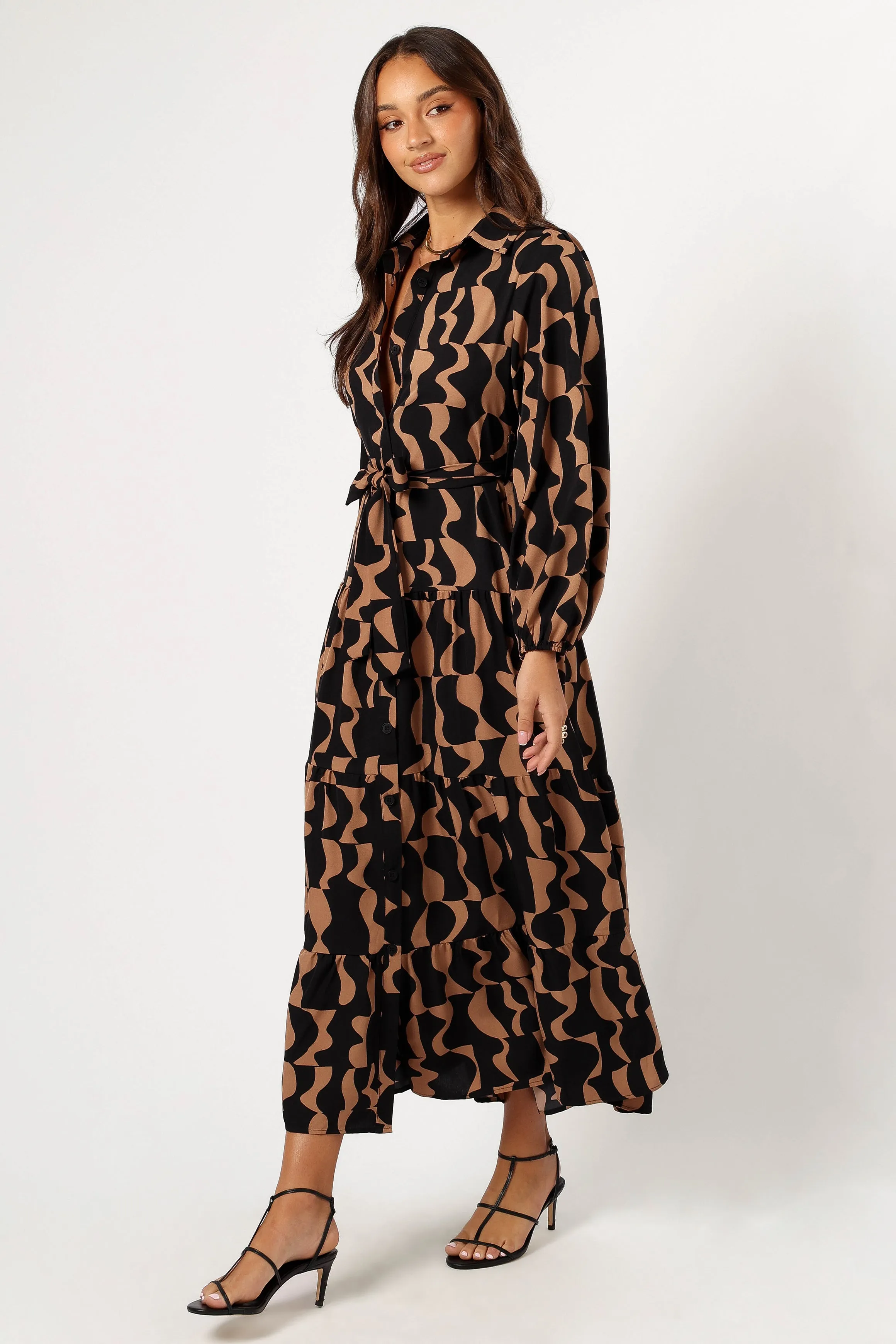 Lincoln Long Sleeve Maxi Dress - Black/Beige sold by Petal & Pup product image thumbnail 3