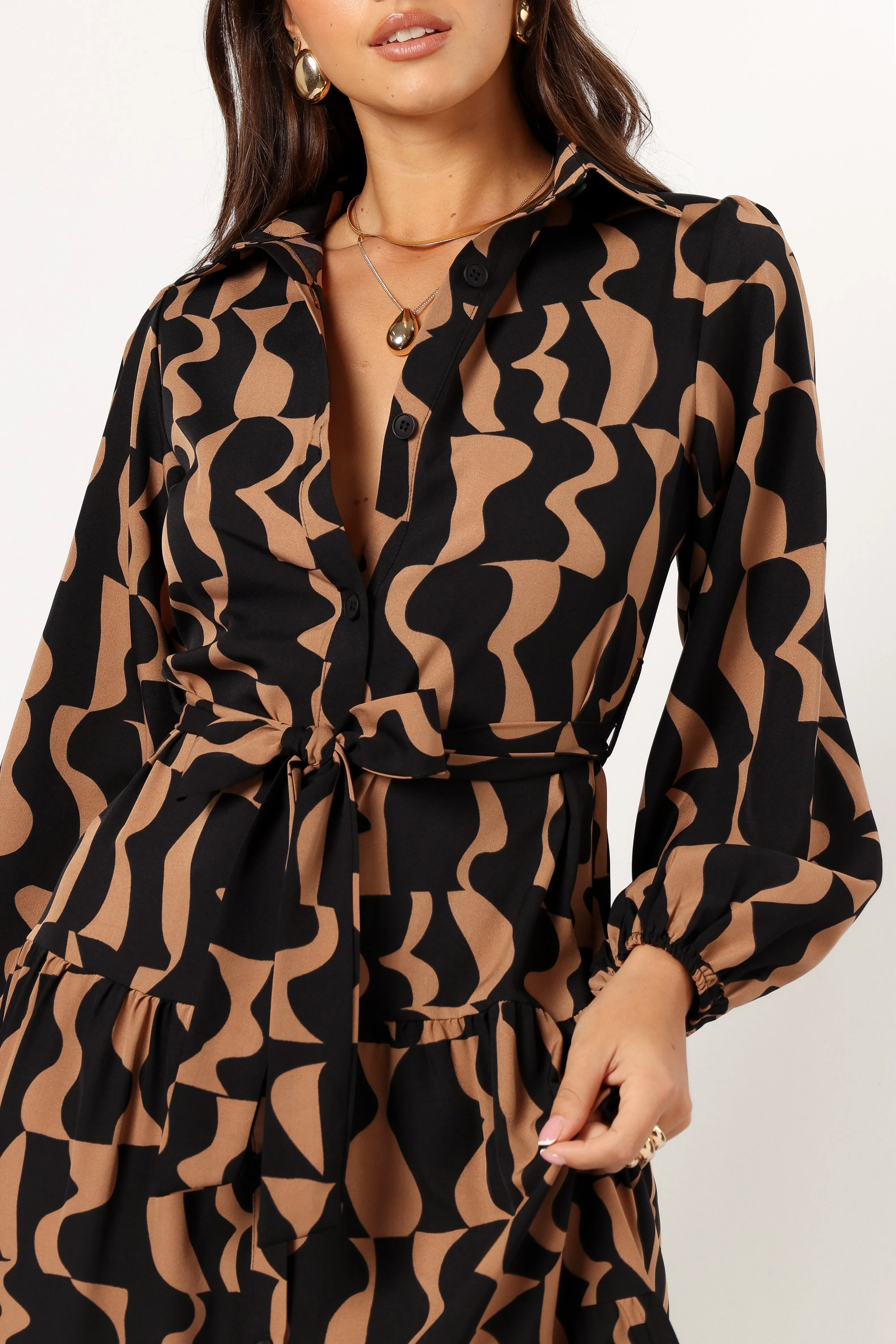 Lincoln Long Sleeve Maxi Dress - Black/Beige sold by Petal & Pup product image thumbnail 2