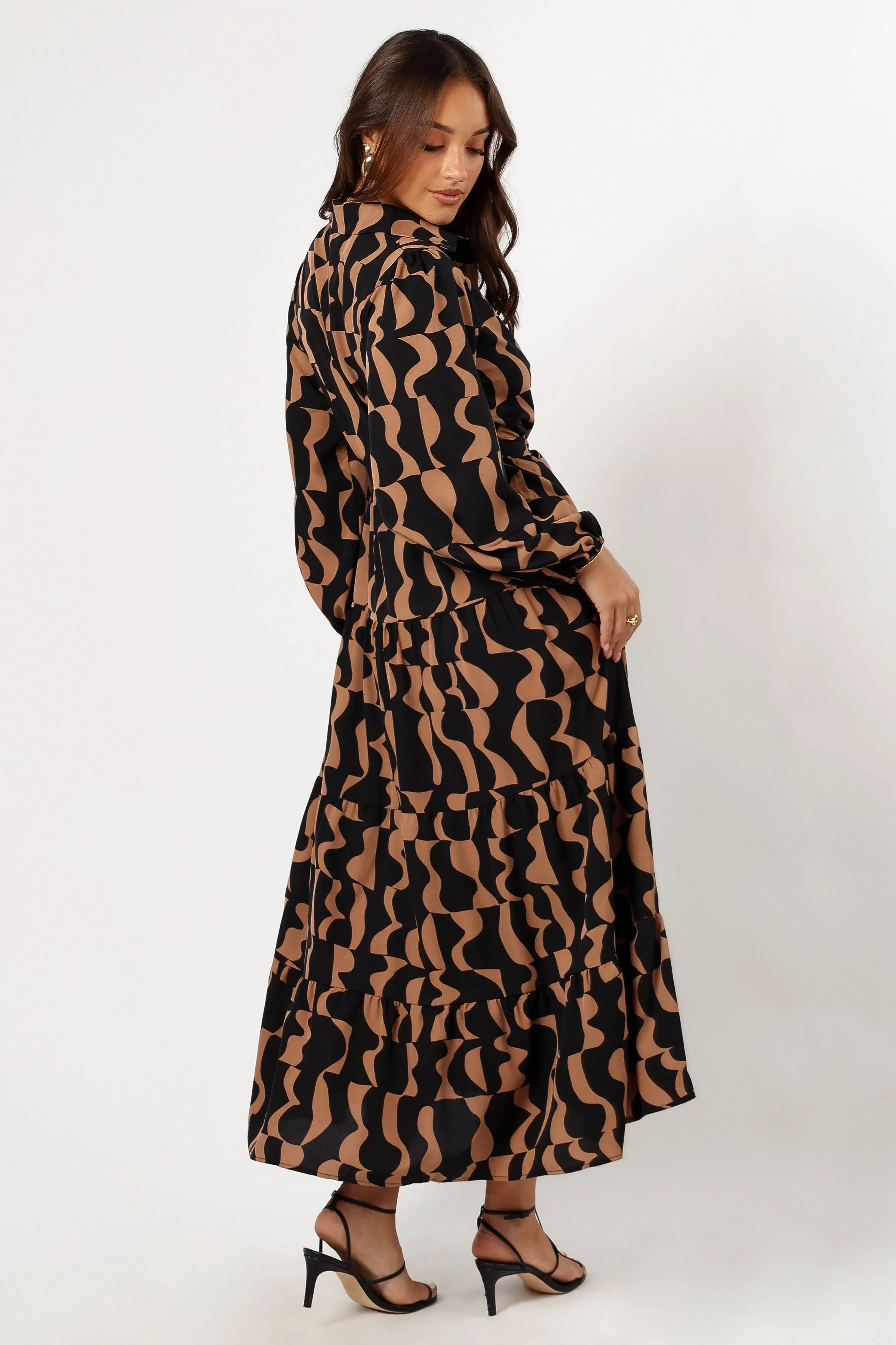 Lincoln Long Sleeve Maxi Dress - Black/Beige sold by Petal & Pup product image thumbnail 4