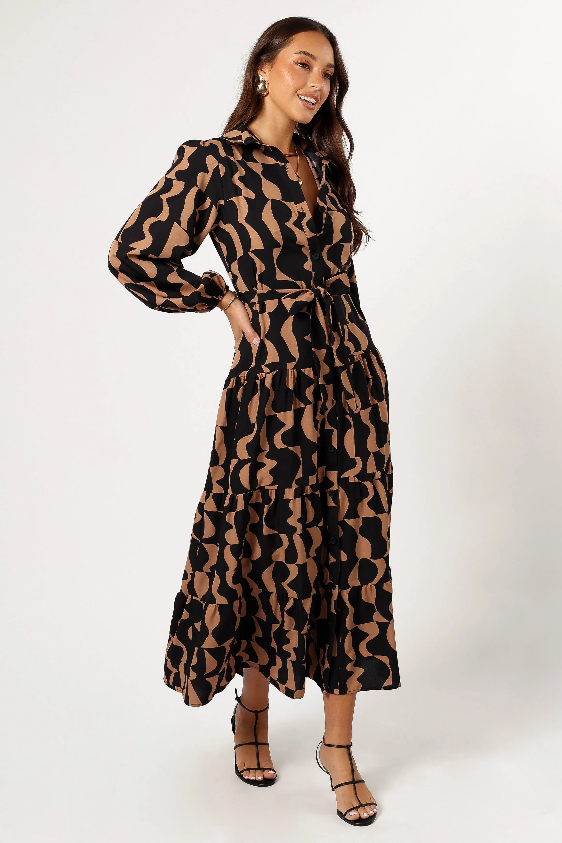 Lincoln Long Sleeve Maxi Dress - Black/Beige sold by Petal & Pup product image thumbnail 5